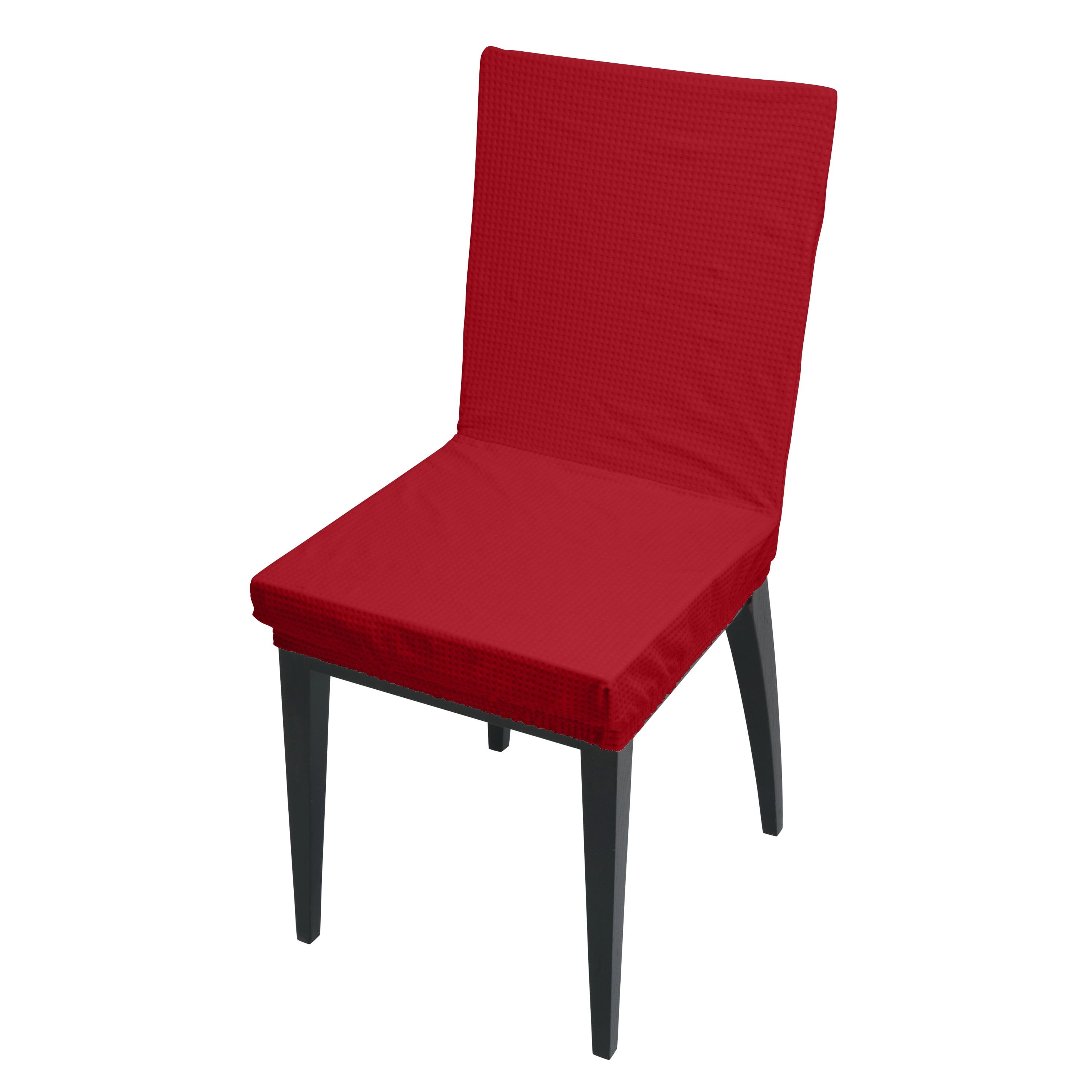 Burgundy Stretchable Waffle Design Dining Chair Slipcover