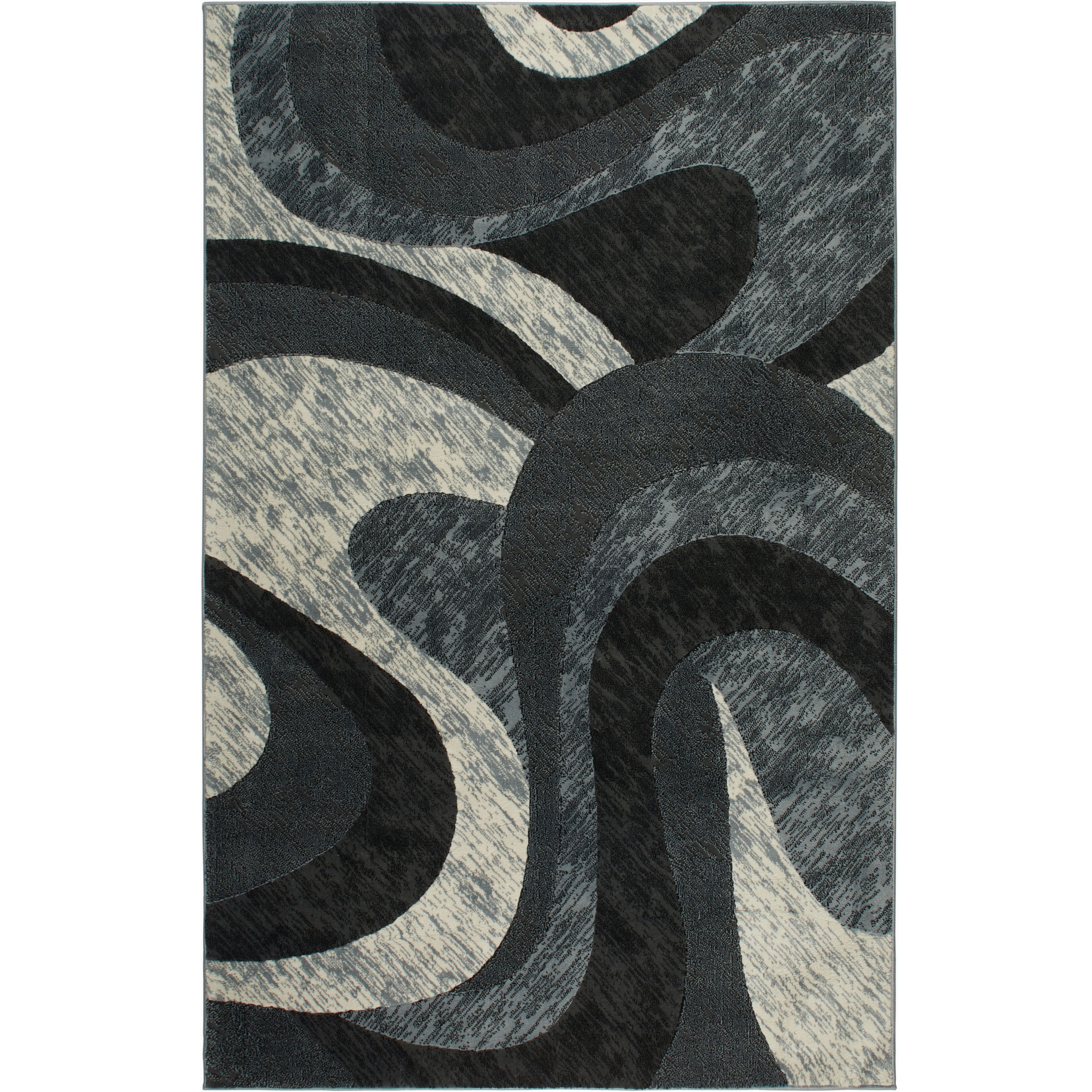 Elegant Gray 40" Tufted Synthetic Area Rug with Abstract Swirl Design