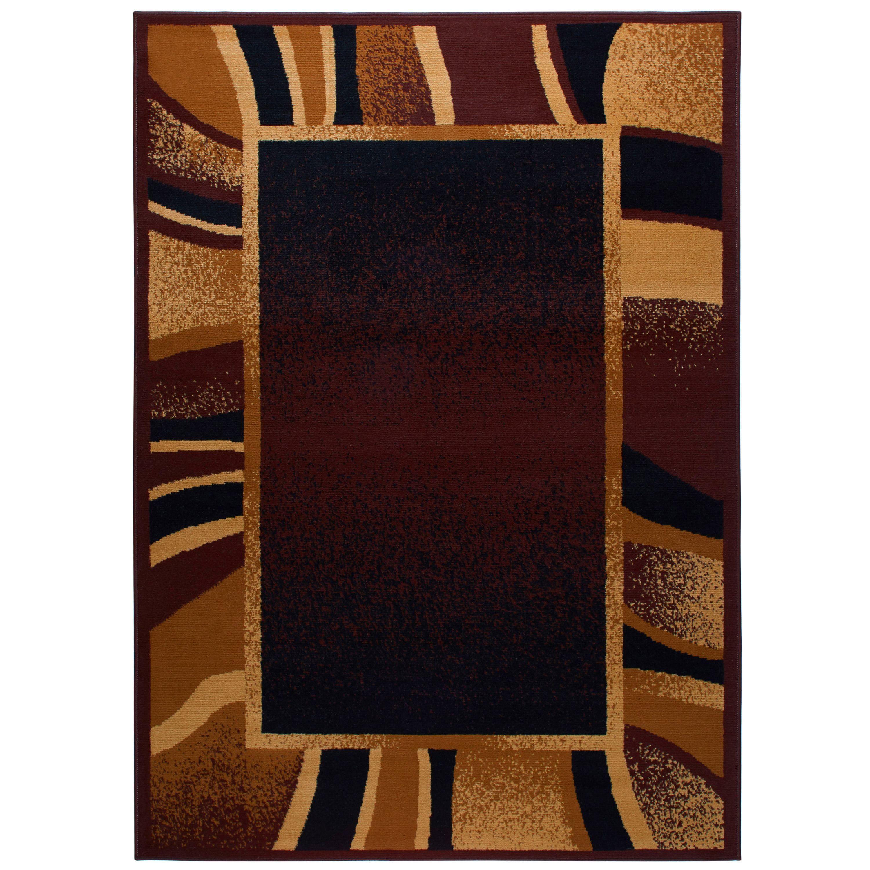 Rizzy Brown and Beige Abstract Border Runner Rug