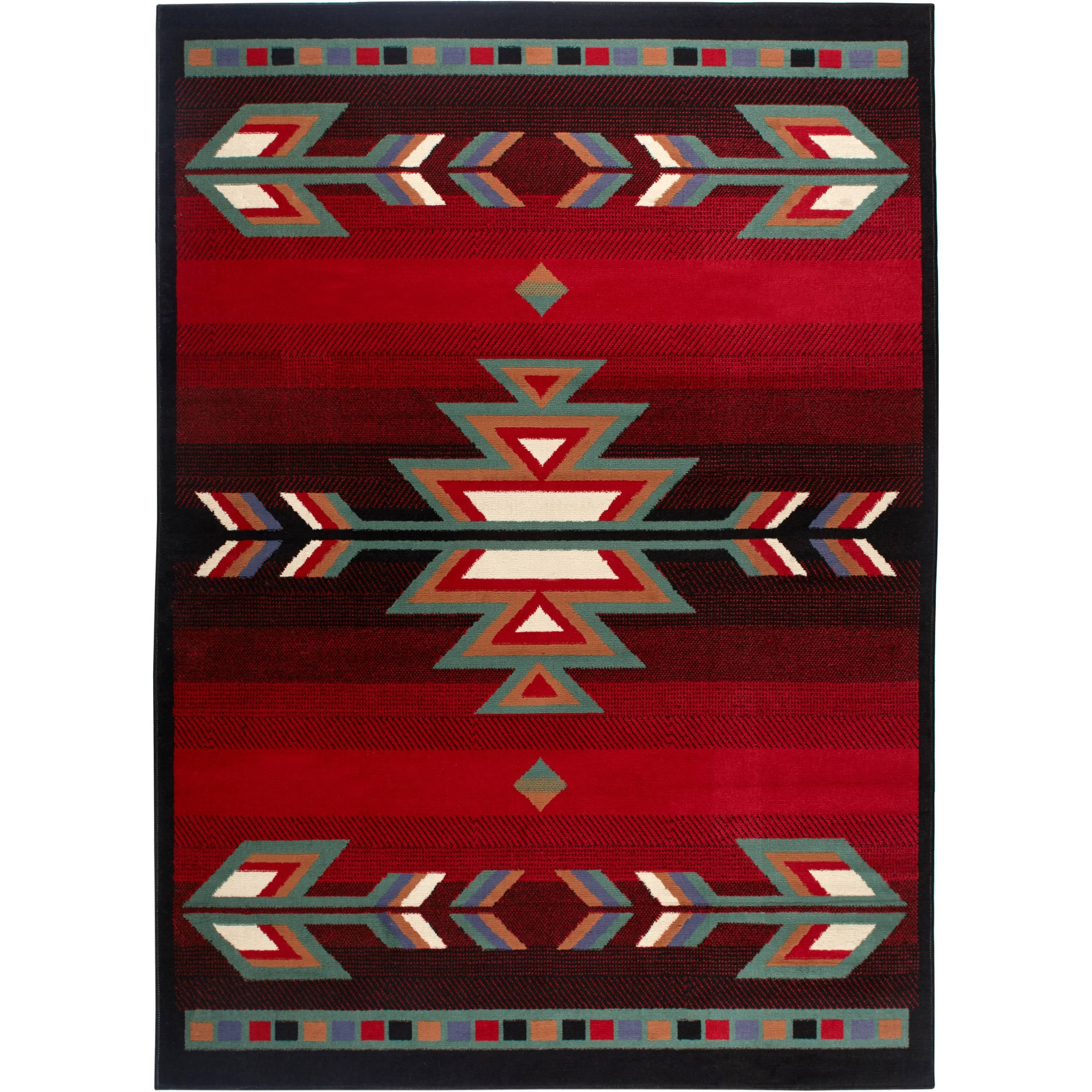 Sagrada Southwest Synthetic 44" Black and Red Area Rug