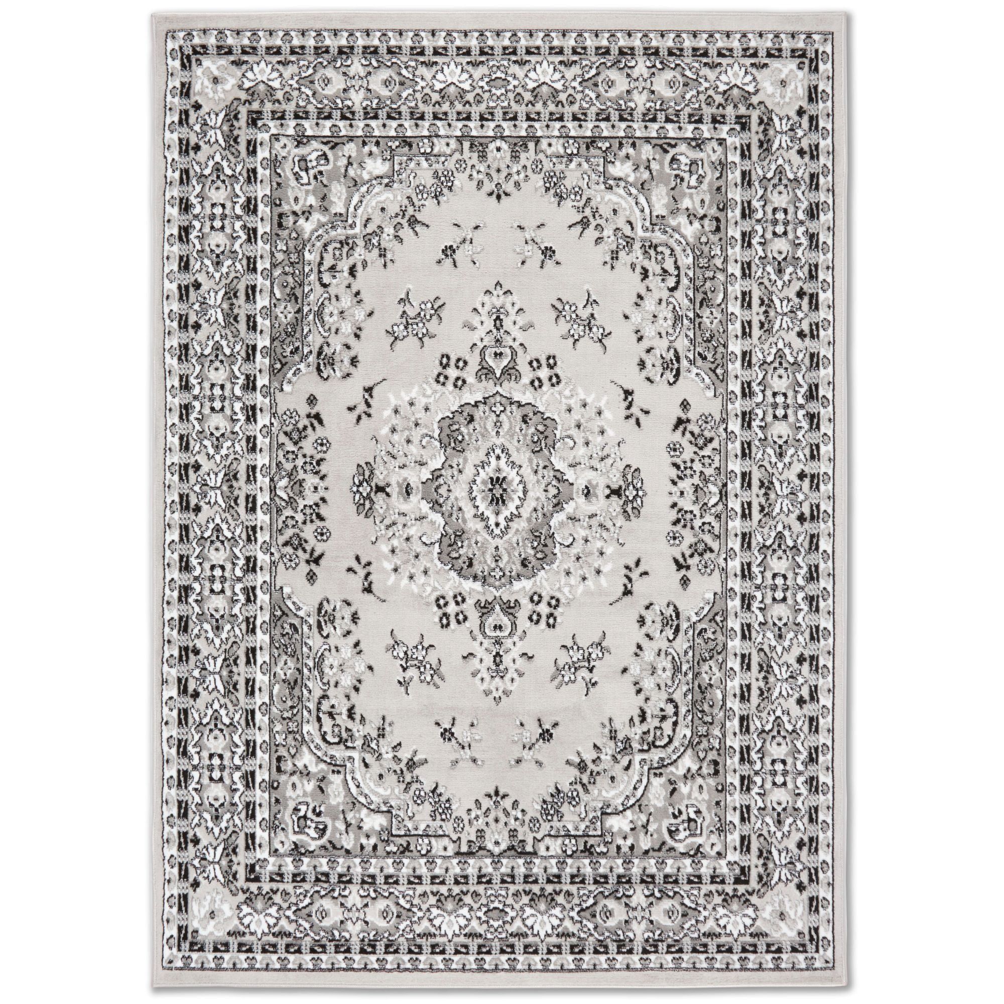 Elegant Gray and Ivory Reversible Synthetic Area Rug 58"x18"