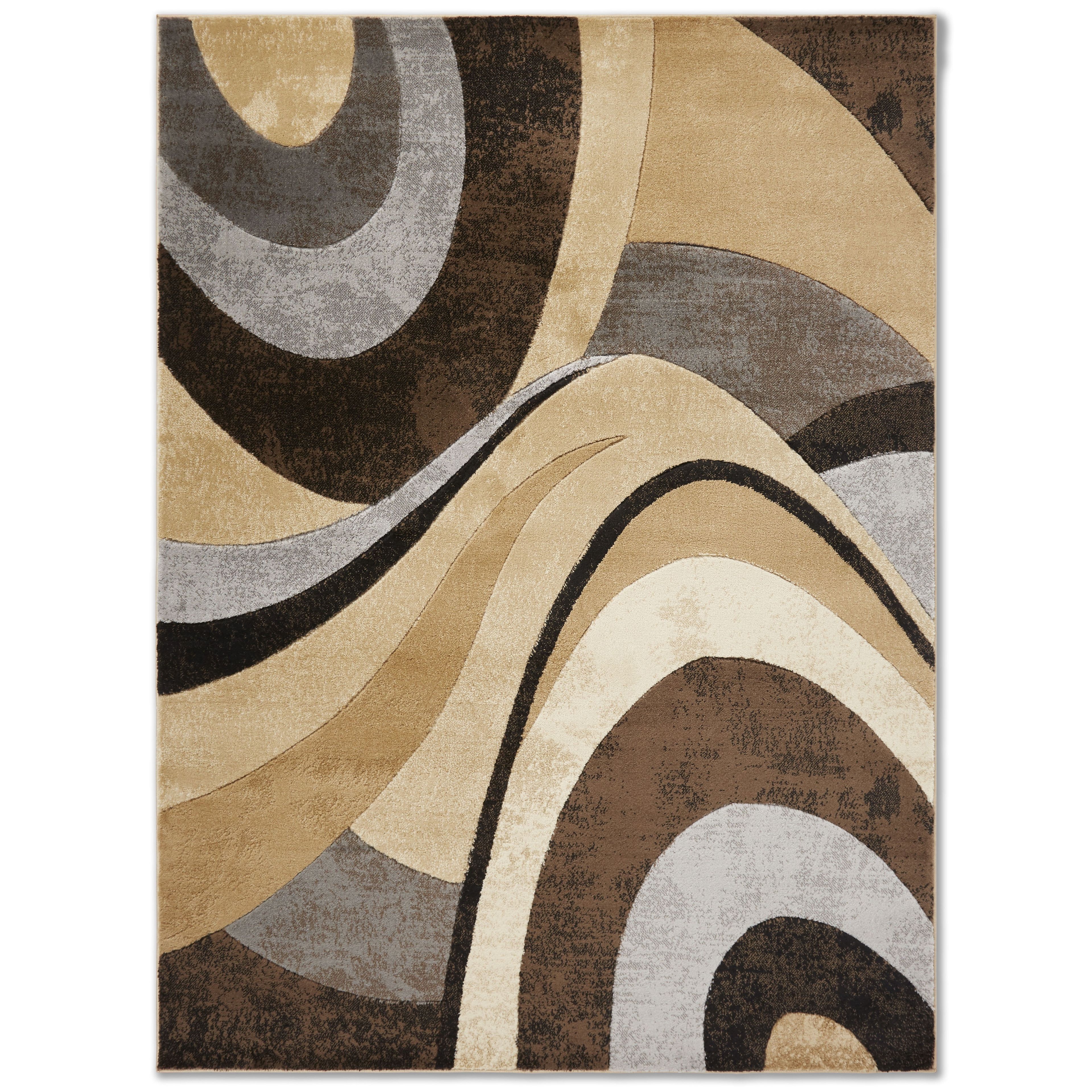 Tribeca Brown and Grey Abstract Round Tufted Area Rug