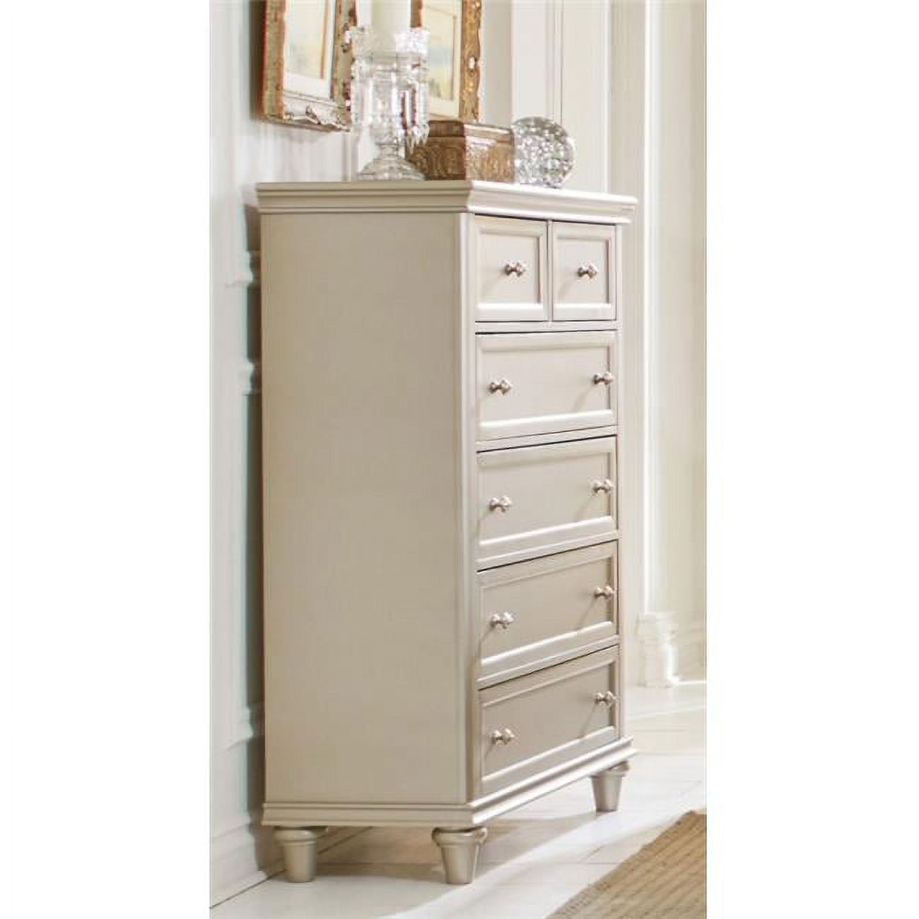 Silver Tall Chest with Dovetail Drawers and Ball Bearing Glides