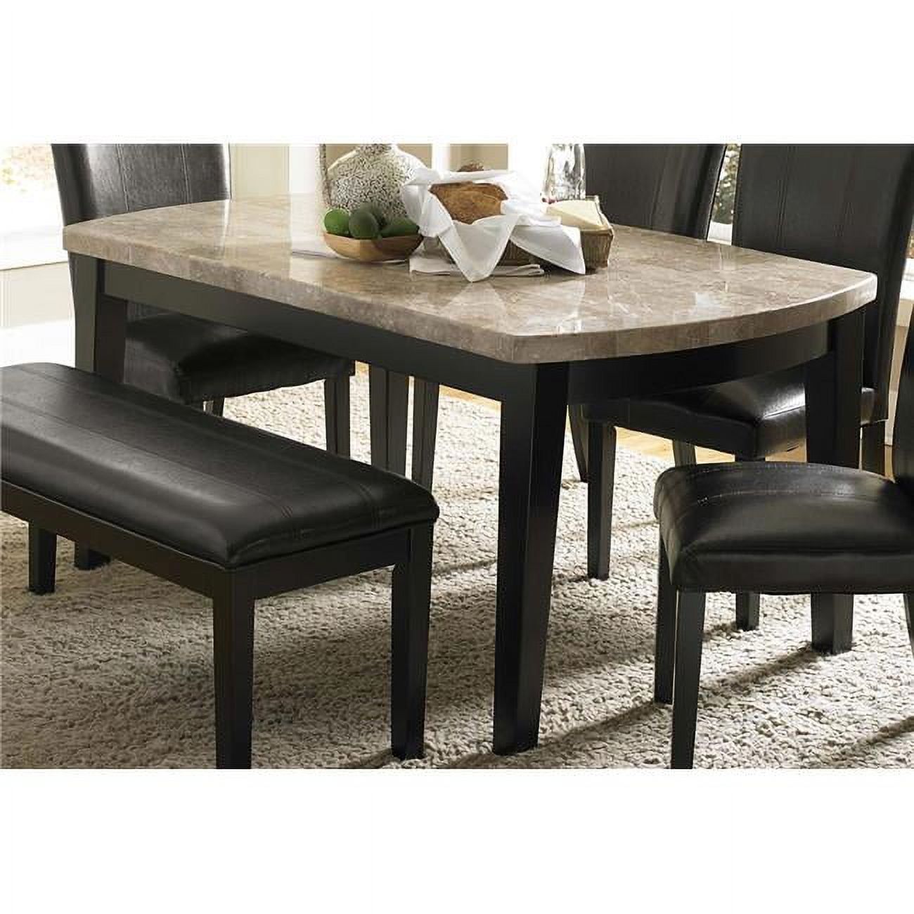 Cristo Rectangular Marble Top Dining Table with Black Wood Legs