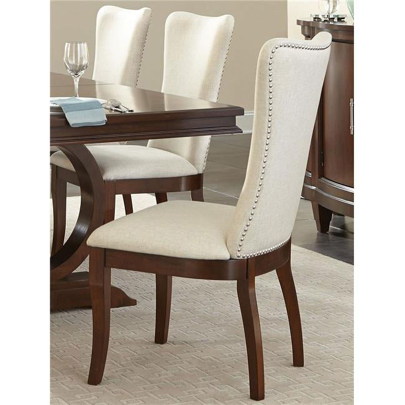 Traditional Off-White Upholstered Wood Swivel Side Chair