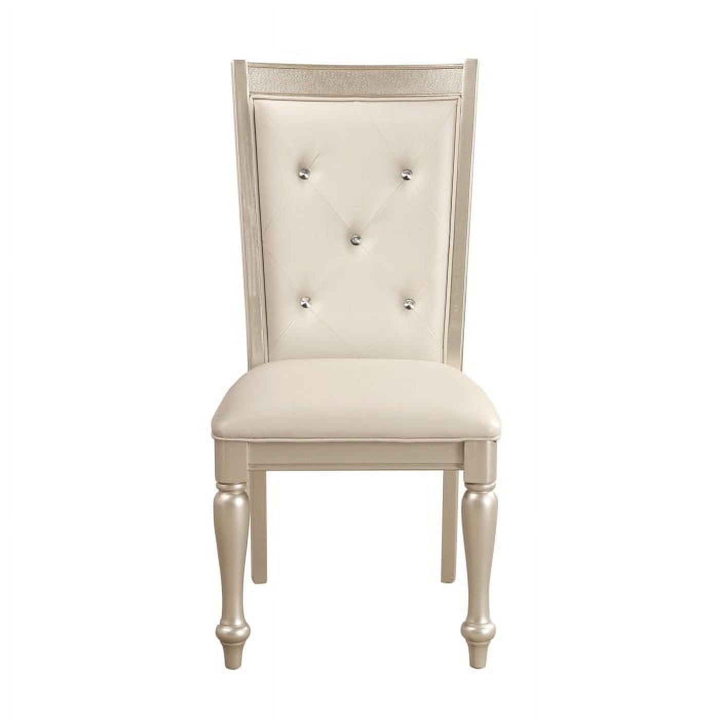 Elegant Pearl White Faux Leather Upholstered Side Chair