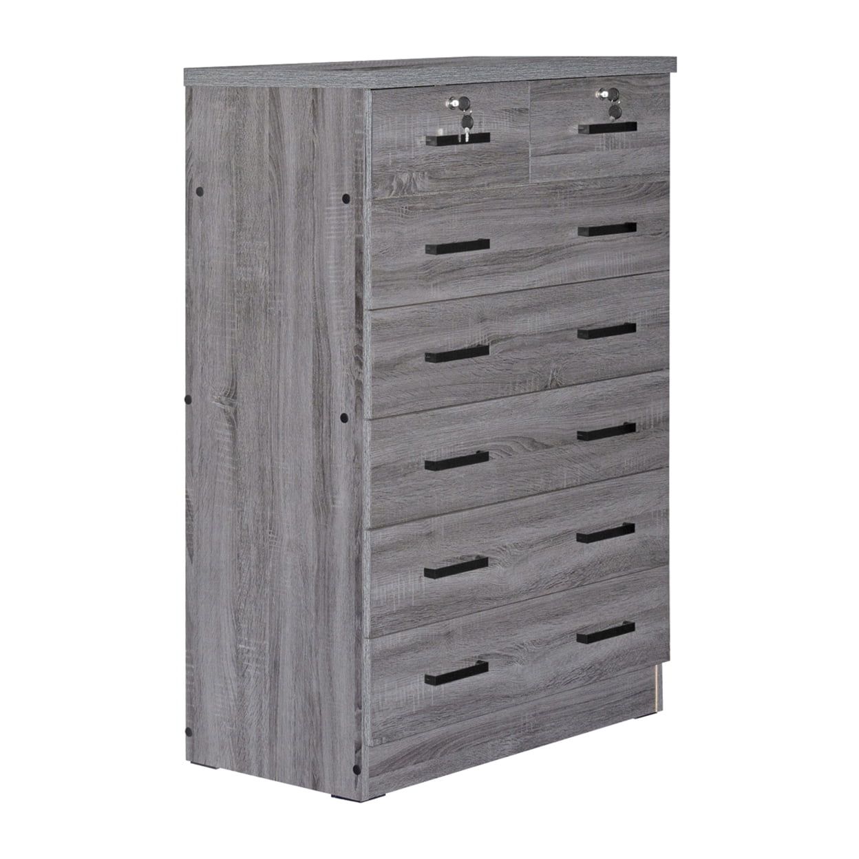 Cindy Contemporary Gray 7-Drawer Engineered Wood Dresser with Lock