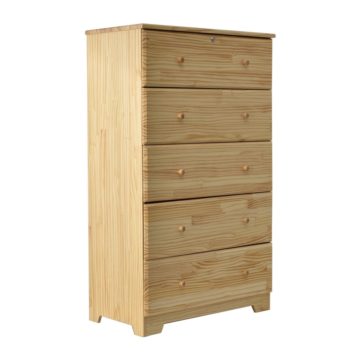 Isabela Natural Pine Wood 5-Drawer Vertical Chest Dresser