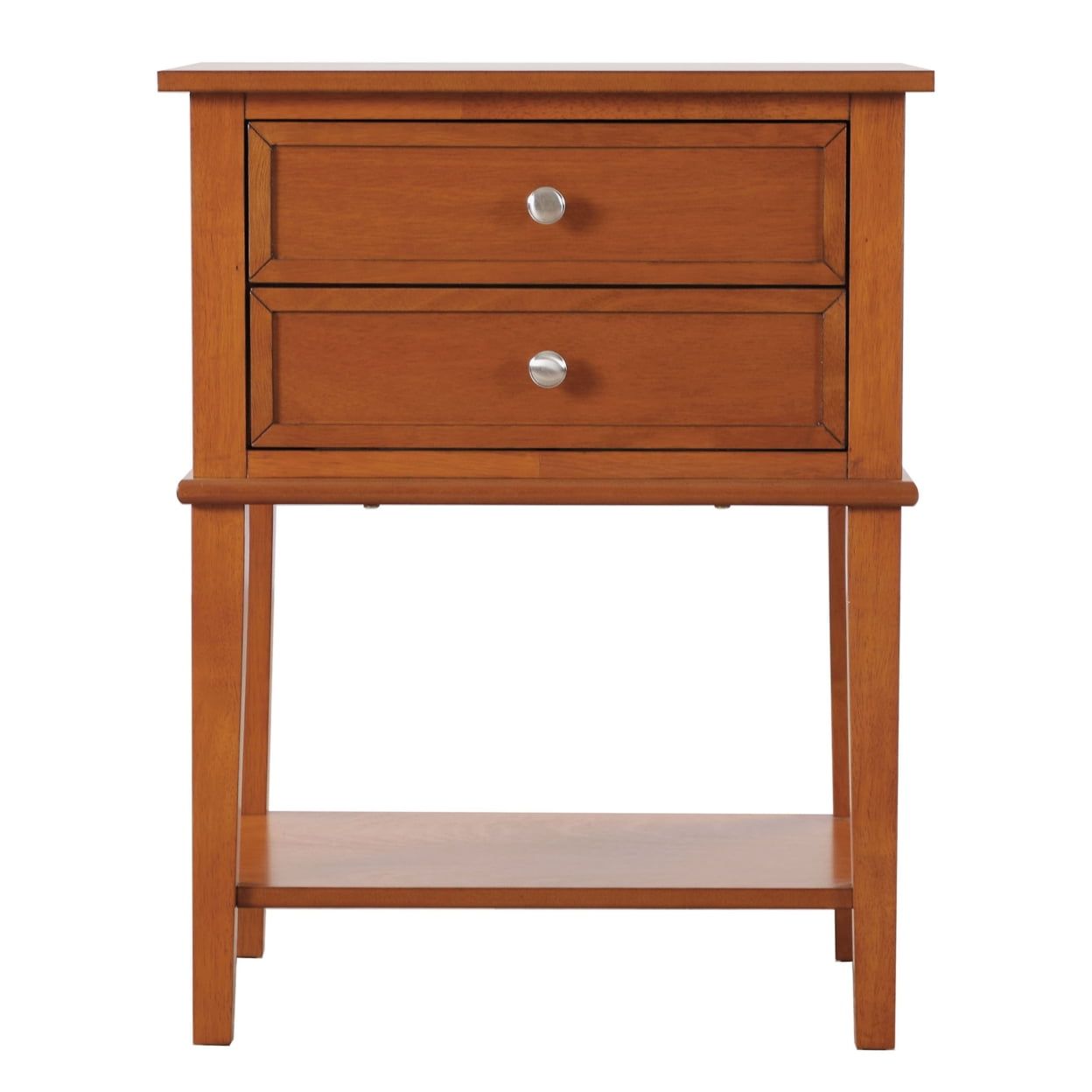 Newton Oak 2-Drawer Nightstand with Open Shelf