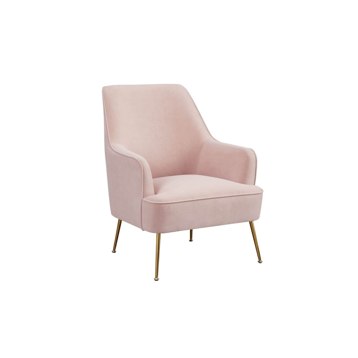 Rebecca Pink Velour Lounge Chair with Gold Legs