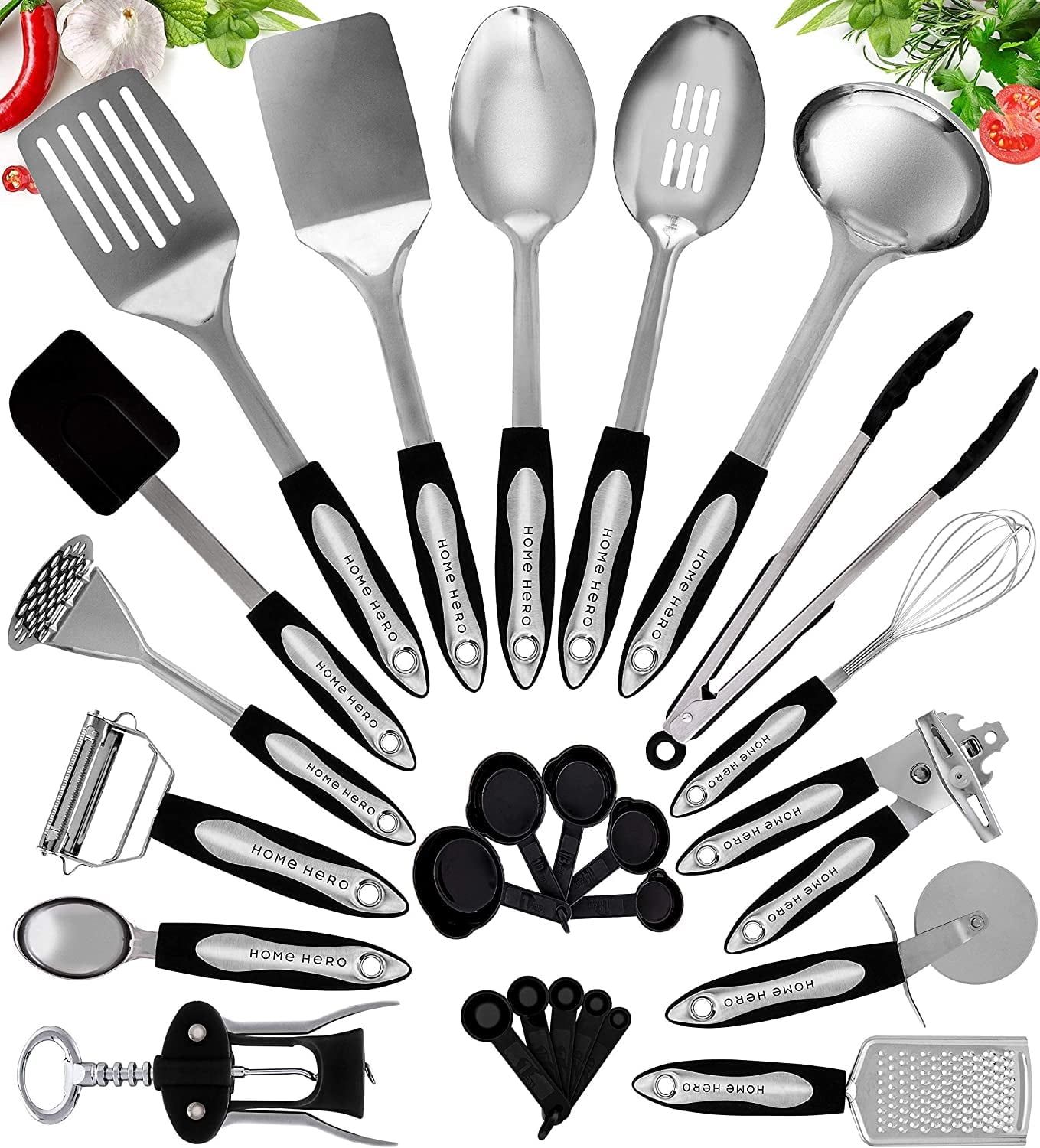 Home Hero 25-Piece Stainless Steel Kitchen Utensil Set