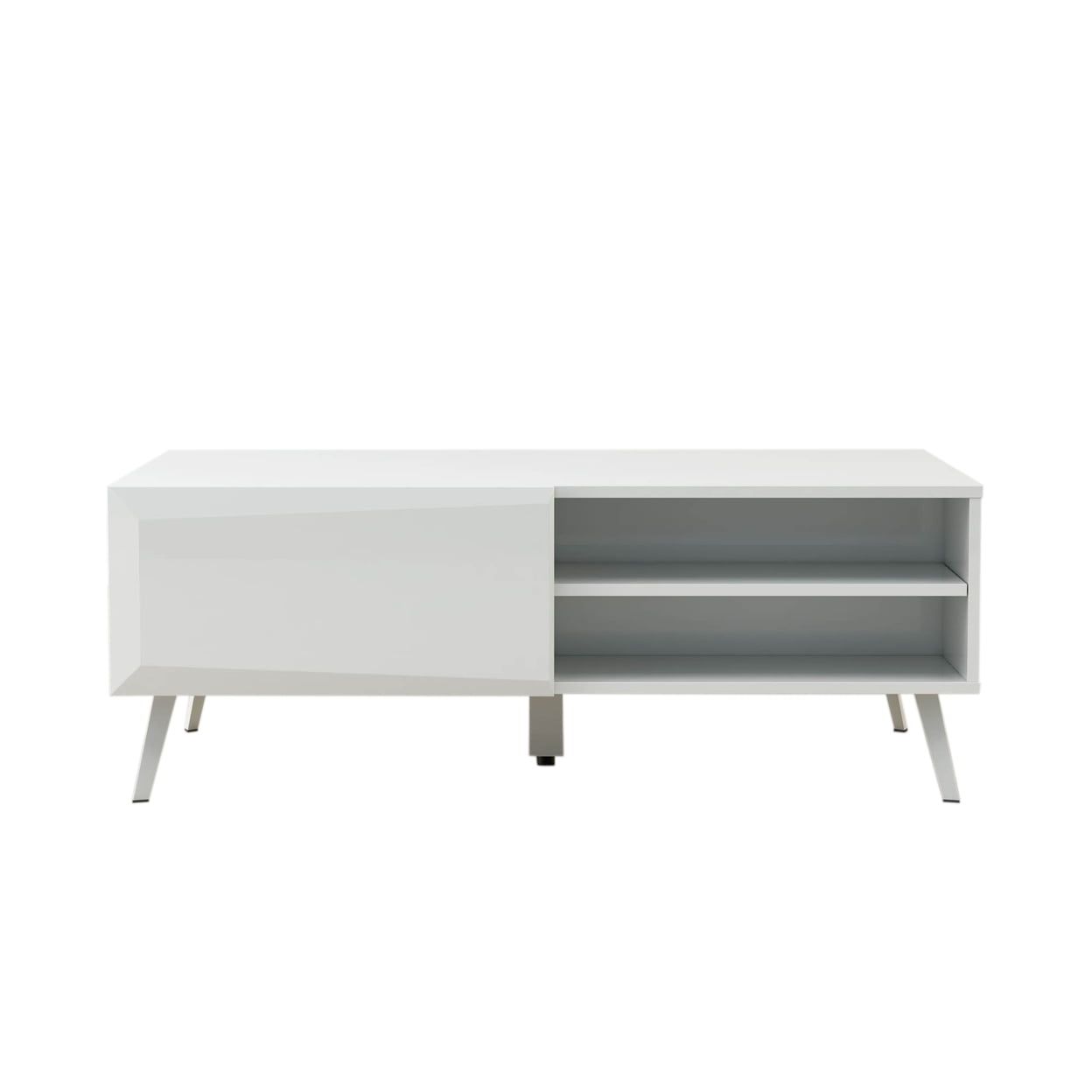 White Gloss Rectangular Coffee Table with Storage