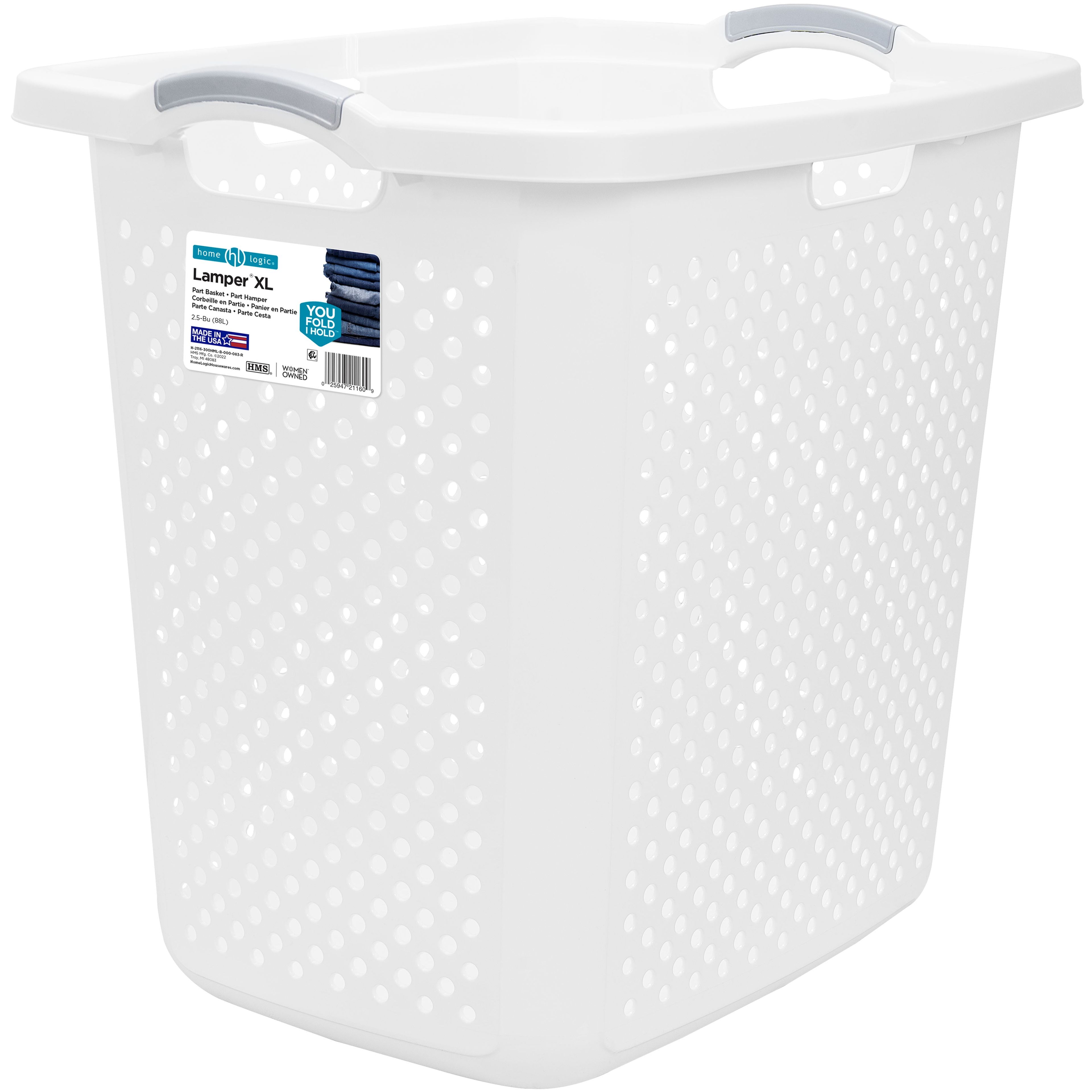 XL White Plastic Laundry Basket with Ventilation Holes