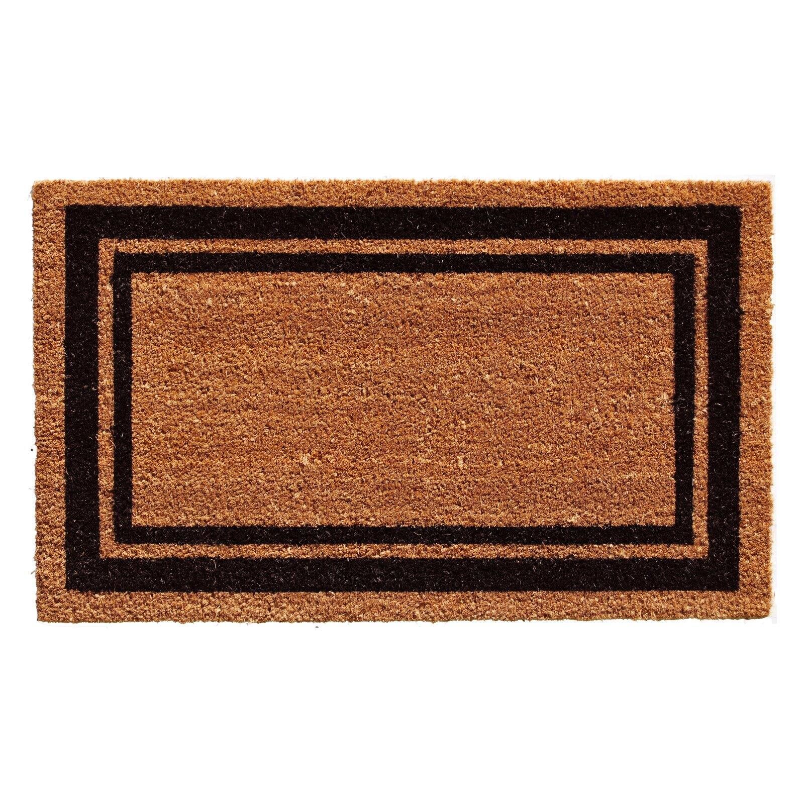 Bright Modern Coir Entryway Doormat in Black, 18" x 30"