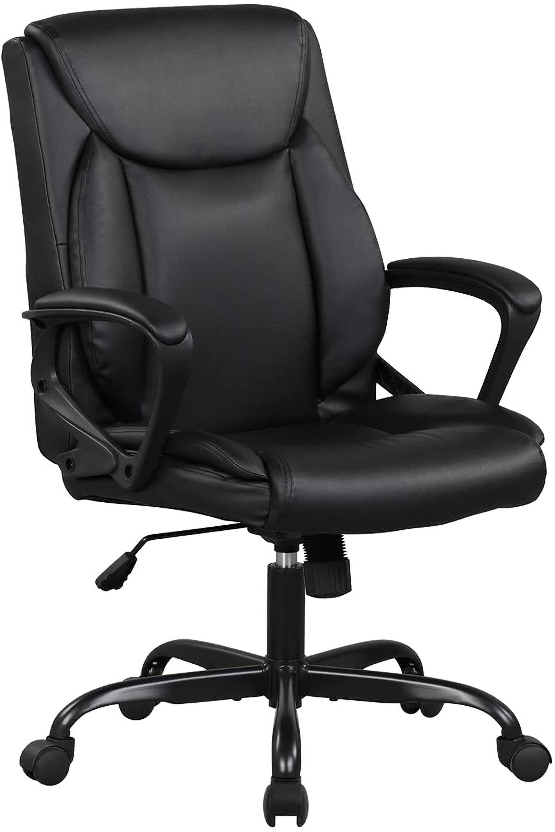 Ergonomic Executive Swivel Office Chair in Black PU Leather