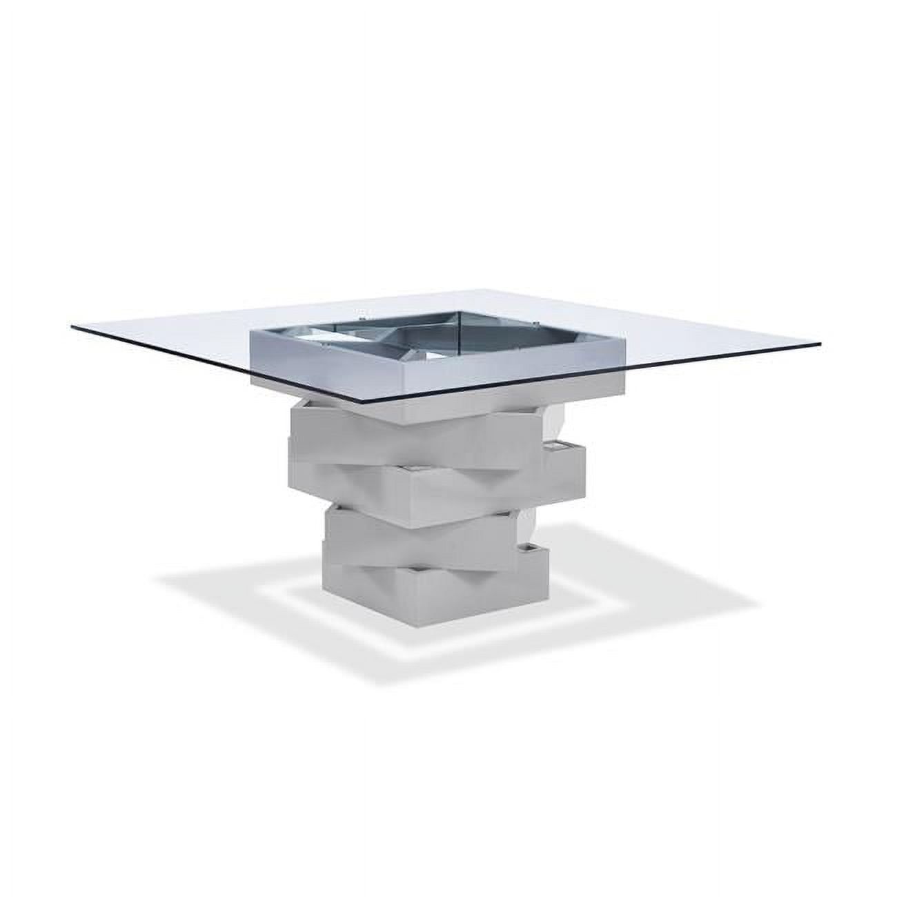 Contemporary Gray Wood and Glass Dining Table, 59"