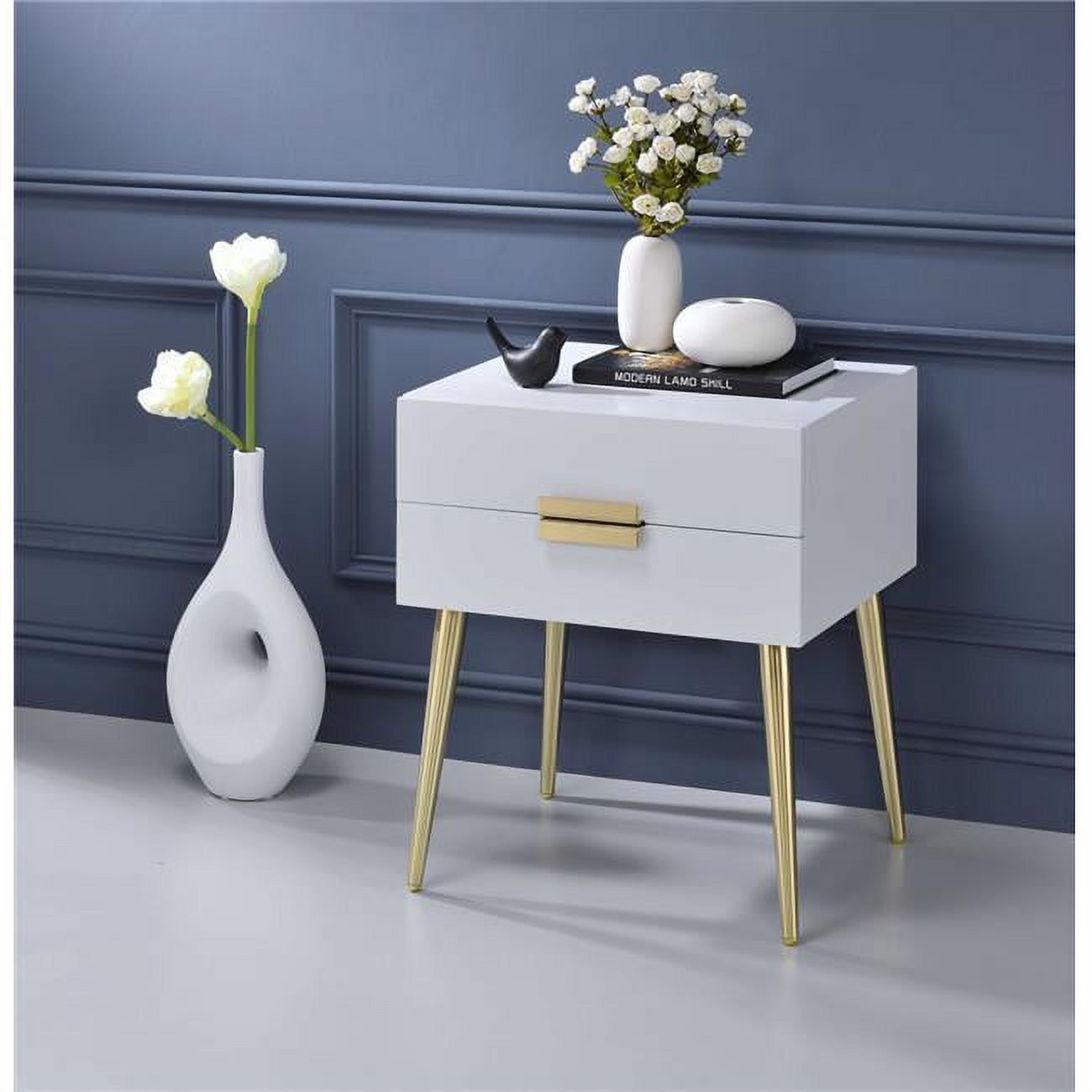 Elegant White Solid Wood Console Table with Basket Drawers and Shelf