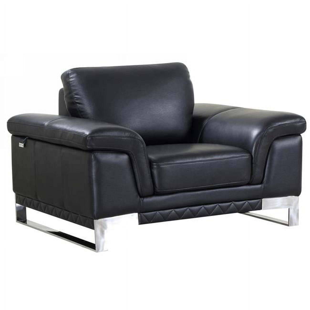 32" Modern Black Leather Recliner with Manufactured Wood Base