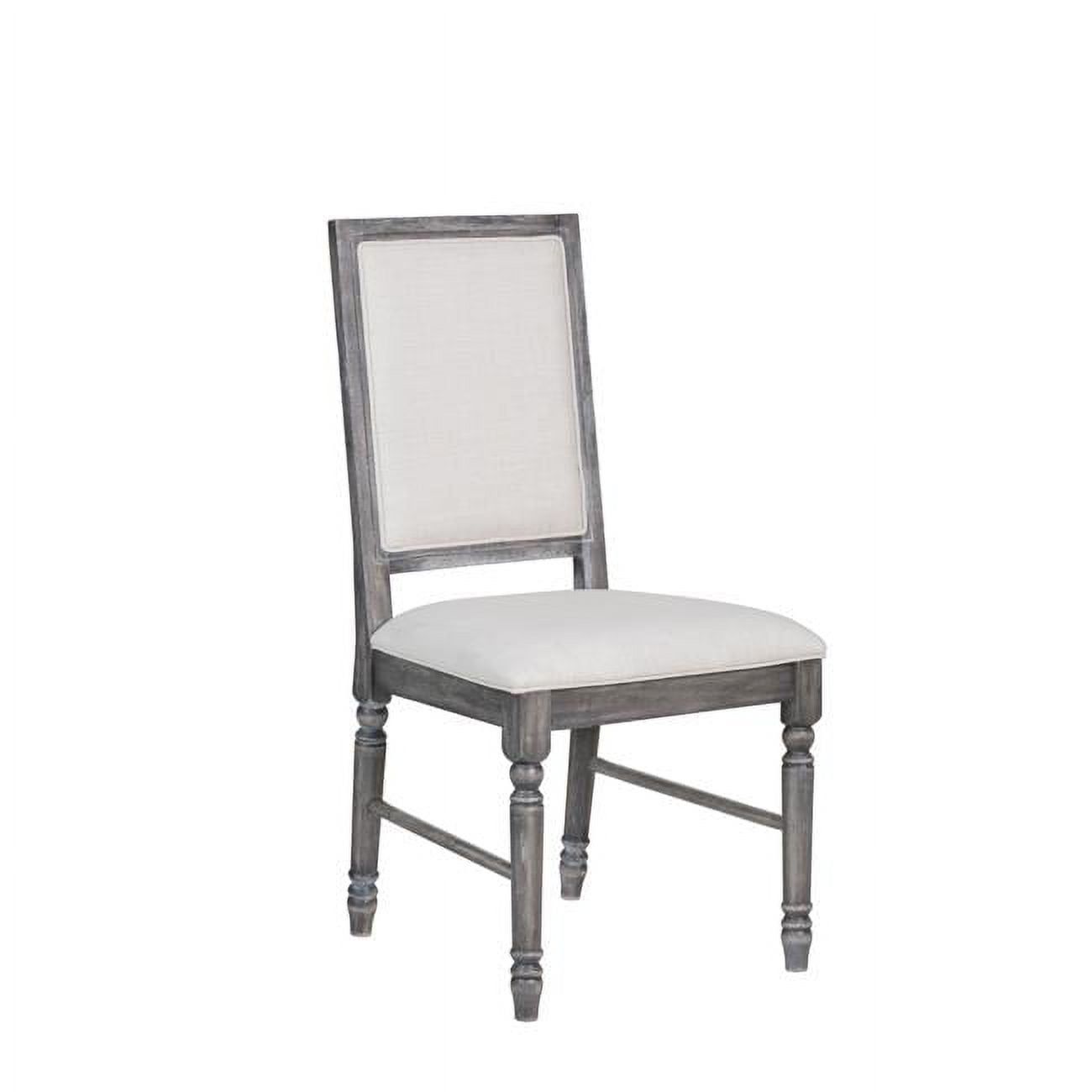 Gray Linen Upholstered Side Chair with Wood Legs, Set of 2