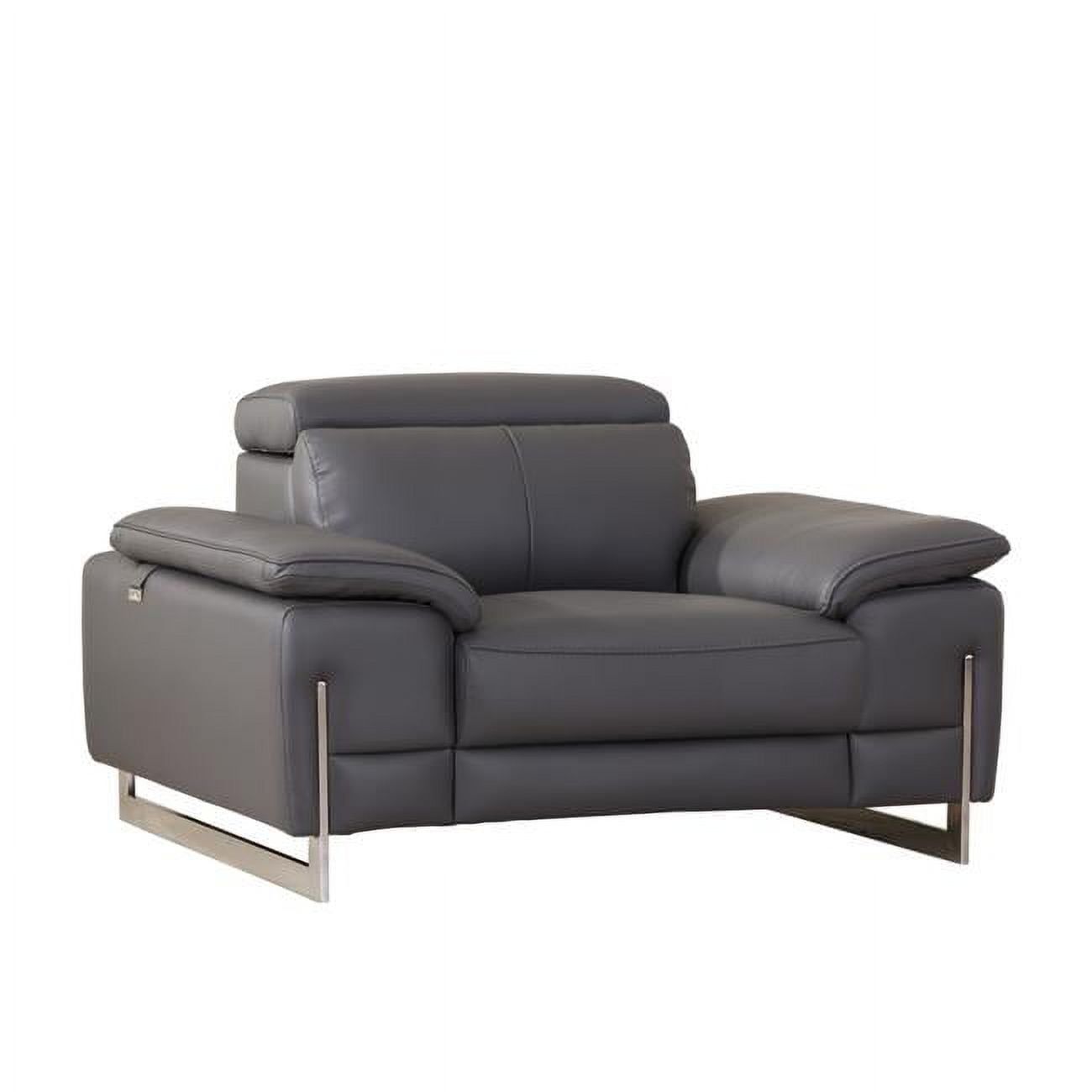 Dark Grey Leather Recliner with Manufactured Wood Frame