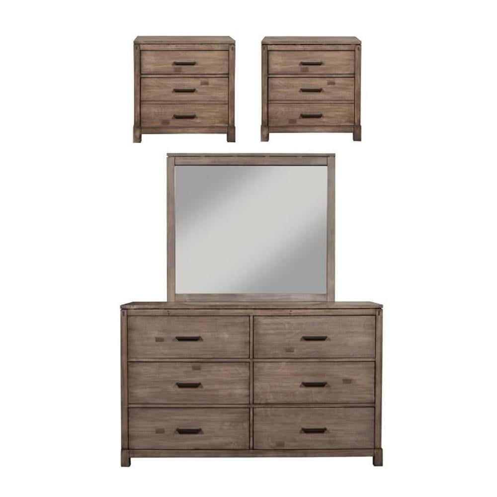 Weathered Gray Mahogany 4-Piece Bedroom Set with Mirror