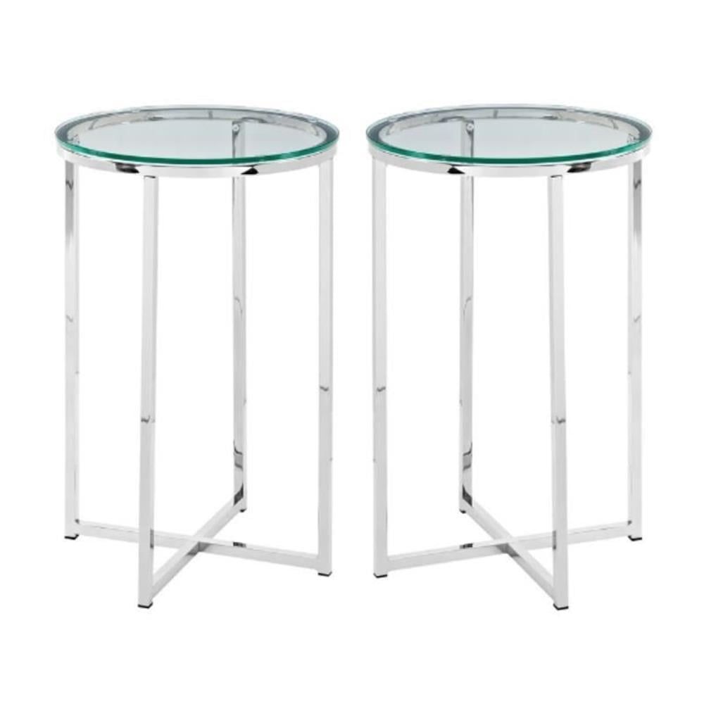 Cora Chrome & Glass Dual Urban End Table Set