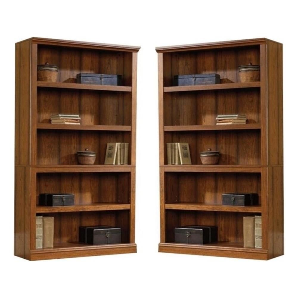 Washington Cherry Adjustable 5-Shelf Wood Bookcase Set