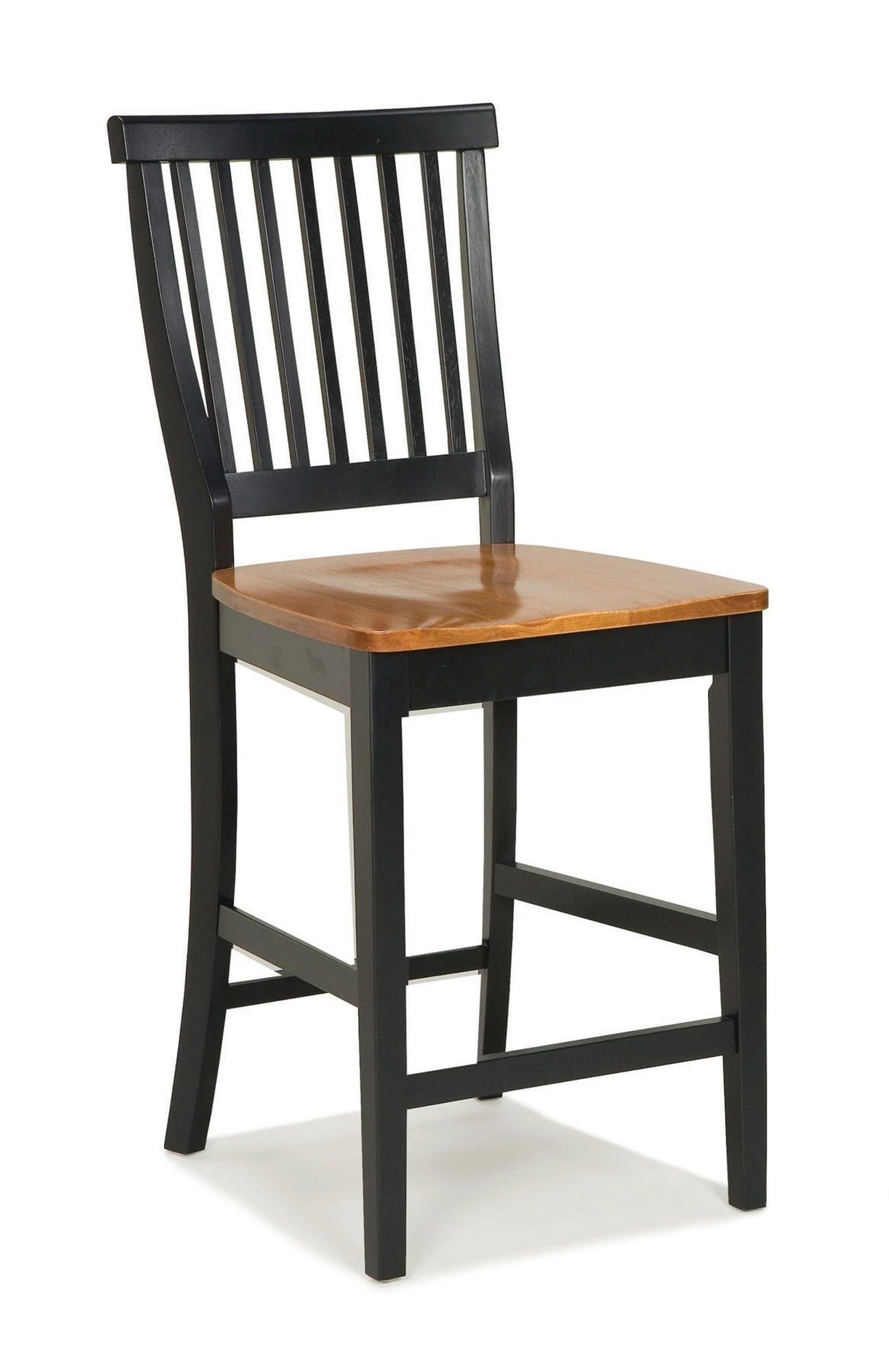 Cottage Comfort Black and Oak 24" Counter Stool with Slat Back