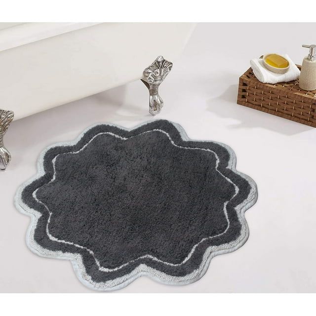 Elegance Allure 30" Round Dark Grey Cotton Bath Rug