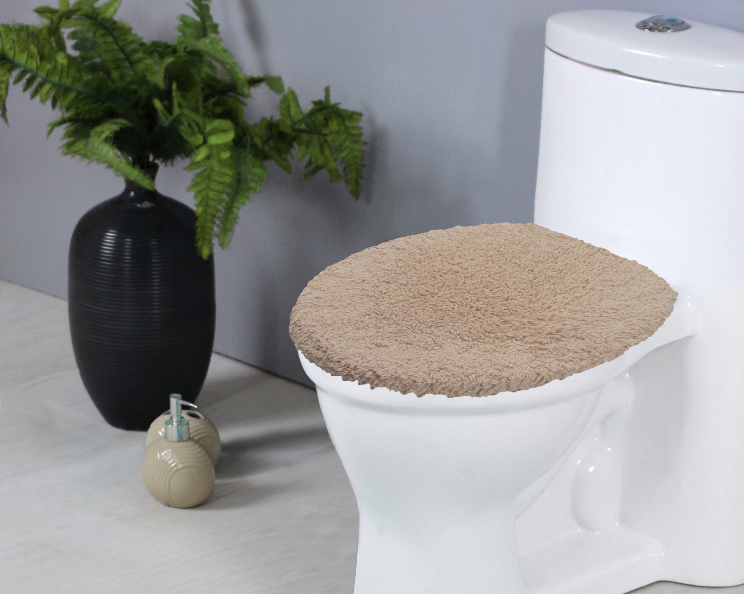 Linen Cotton Tufted Toilet Lid Cover, 18"x18"