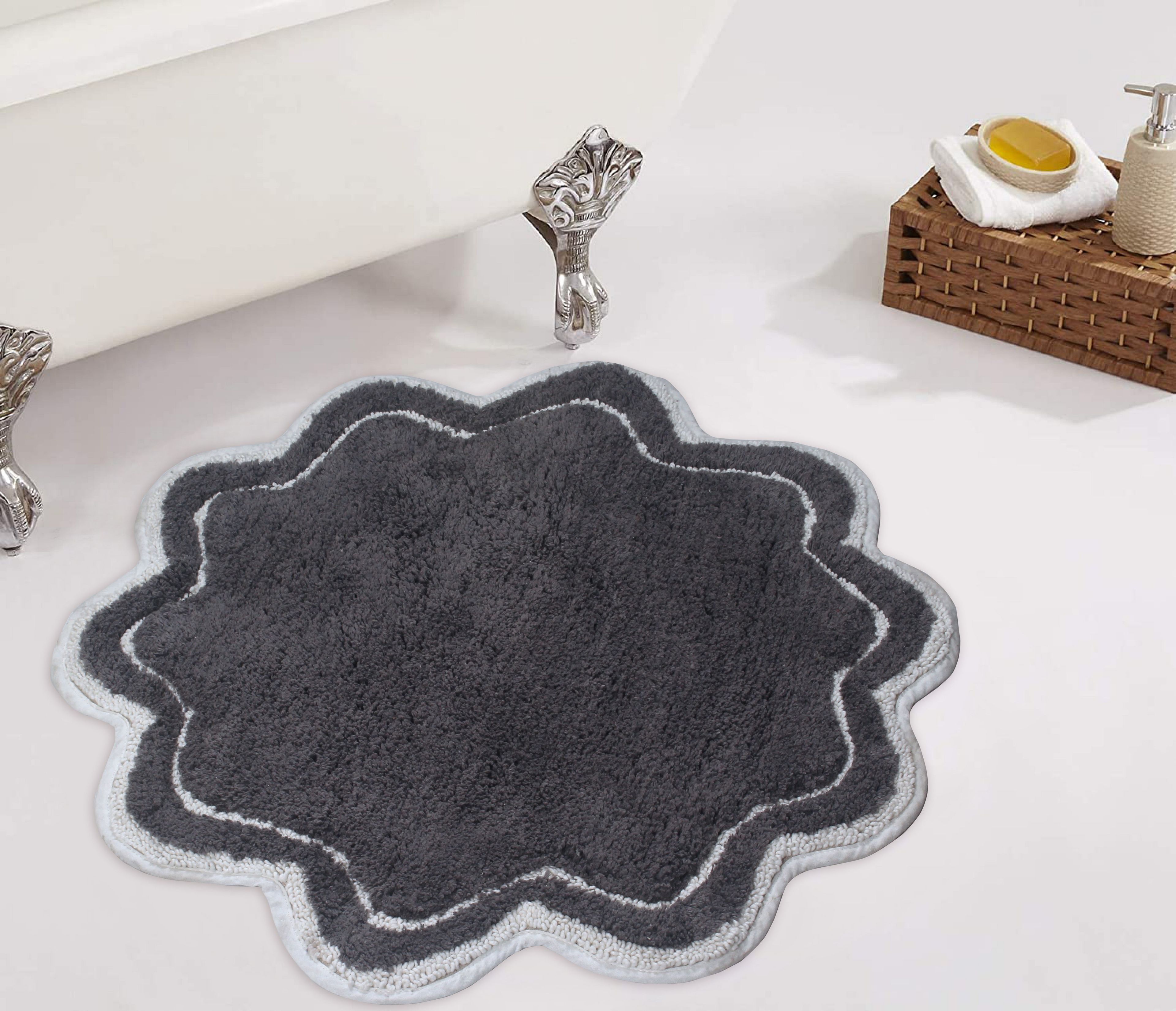 Elegance Allure 30" Round Dark Grey Cotton Bath Rug