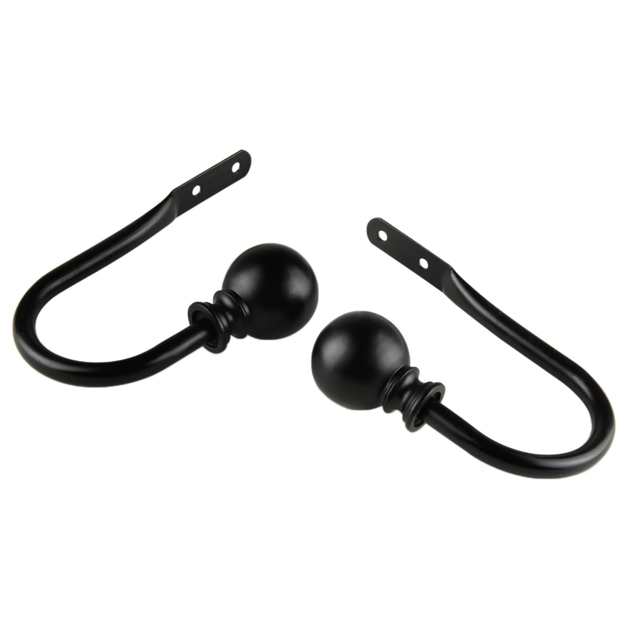 Luna Black Steel Ball Curtain Holdback Set
