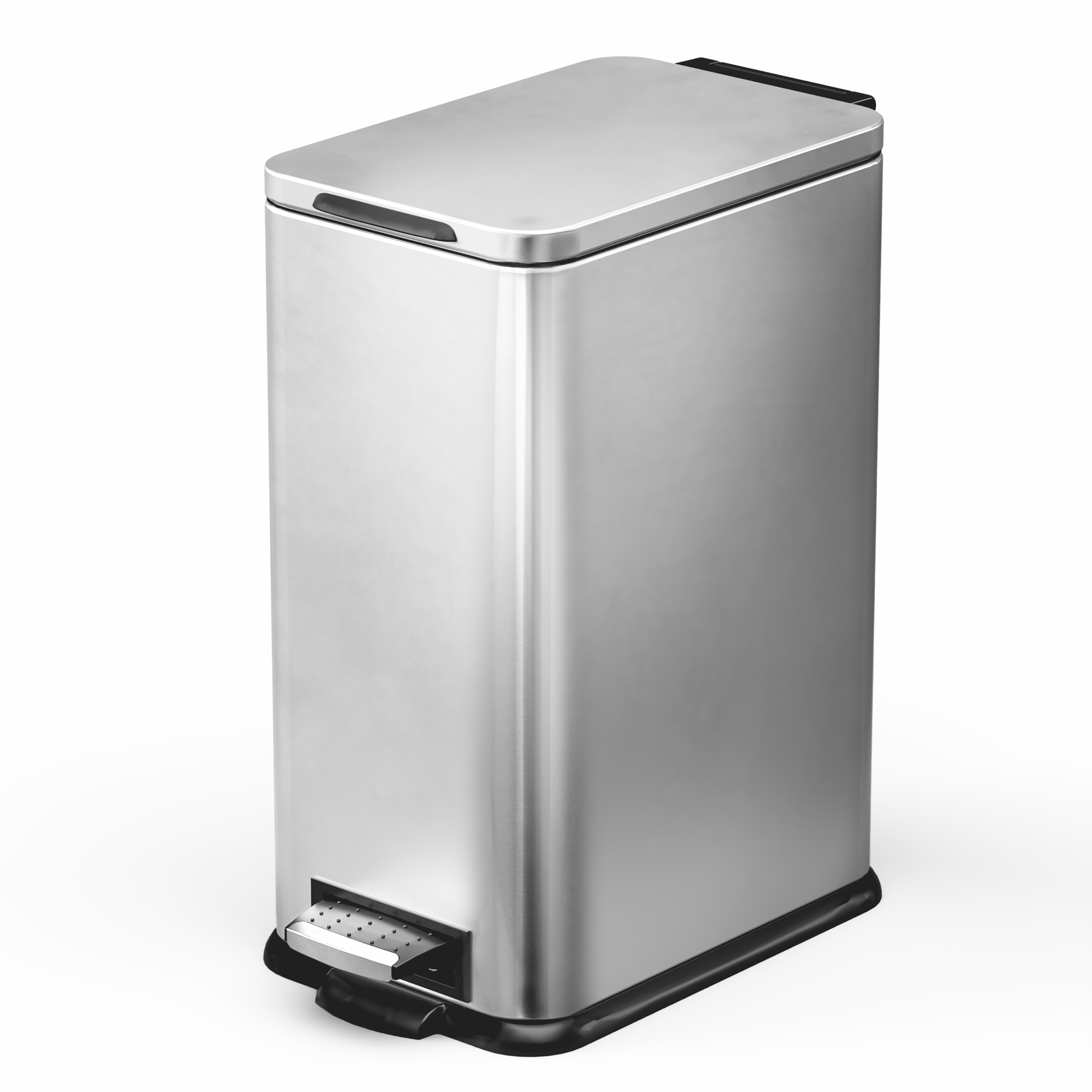 Slim Brushed Silver Stainless Steel Pedal Kitchen Trash Can