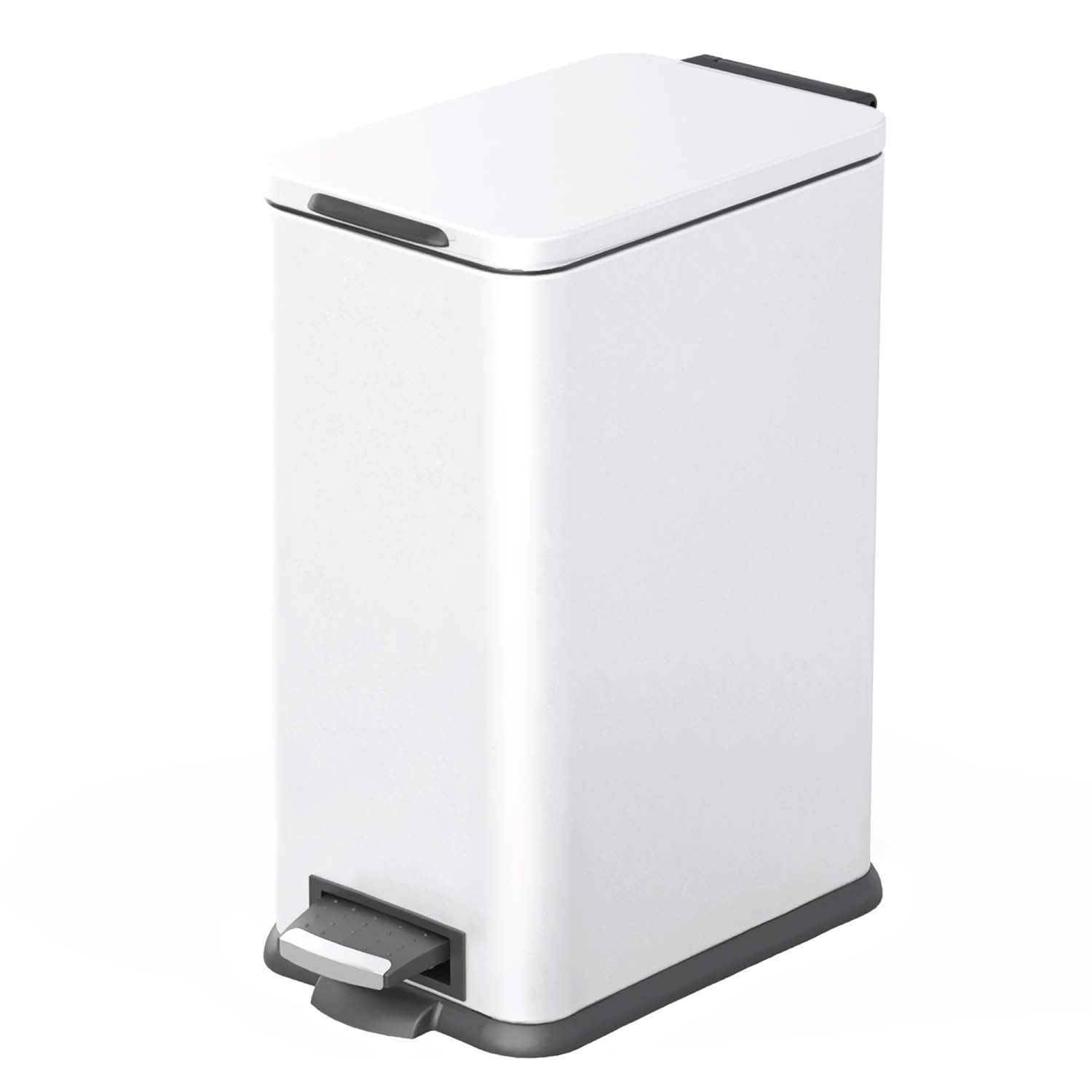 Slim White Stainless Steel 4.4 Gallon Kitchen Trash Can