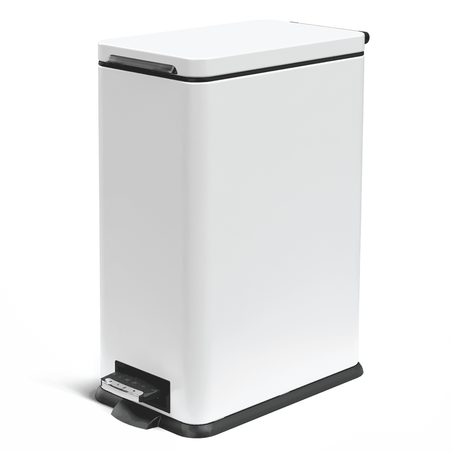 White Stainless Steel Slim Kitchen Trash Can with Pedal, 8 Gallon