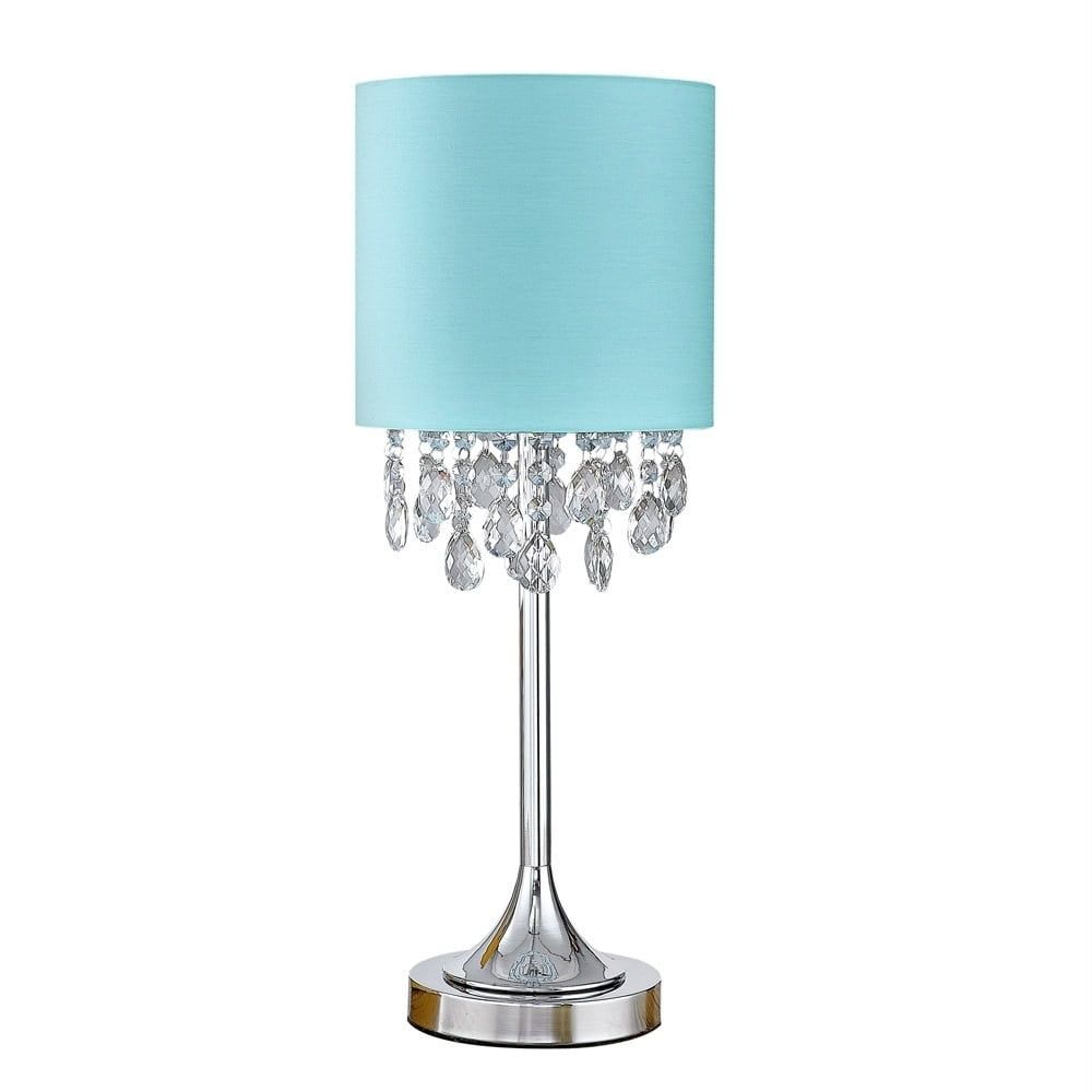 Florence 22" Blue Crystal Pendant Table Lamp with Chrome Base