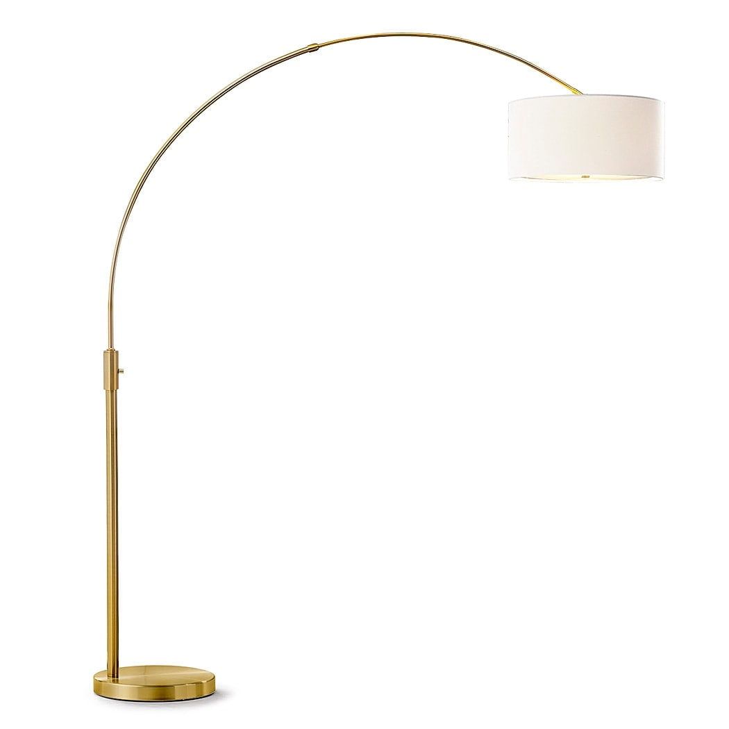 Orbita 81" Adjustable Brass Arc Floor Lamp with White Shade