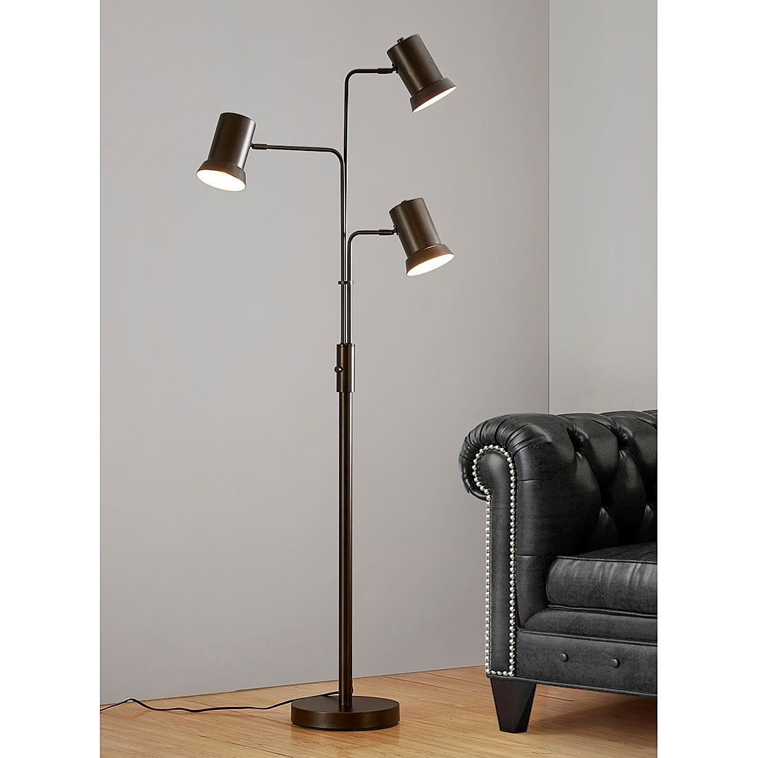 Arc Adjustable 73" Bronze Metal Floor Lamp with Swivel Arms