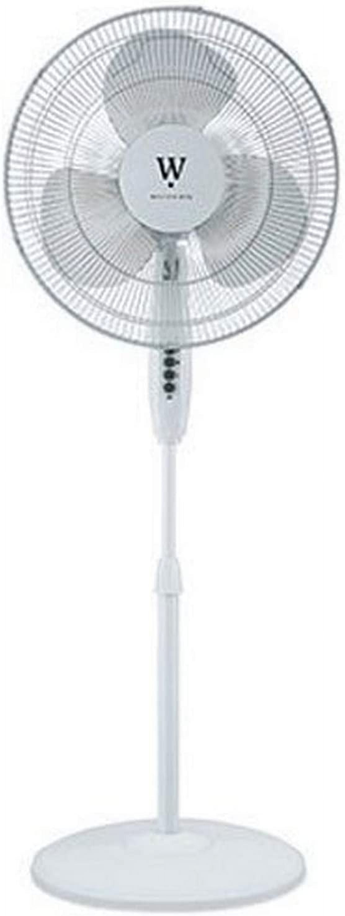 White Adjustable Height Oscillating Floor Fan with Three Speeds