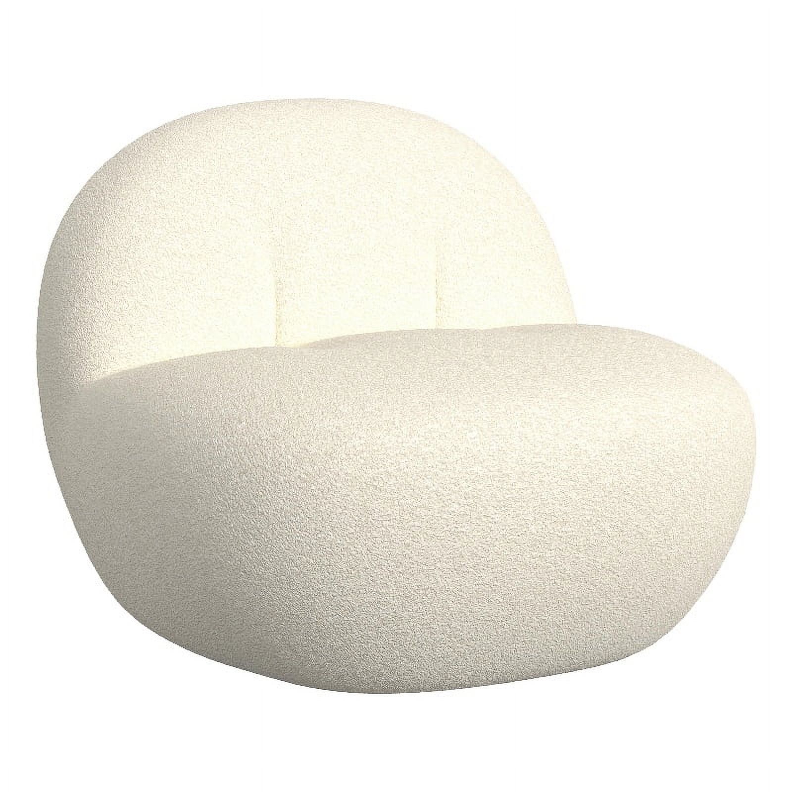 Off-White Curved Sherpa Armless Swivel Chair with Gold Finish