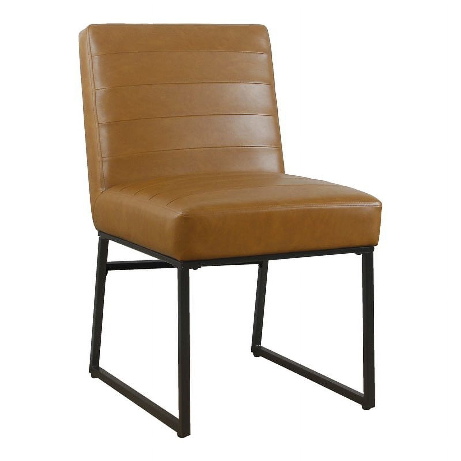 Carmel Faux Leather Upholstered Parsons Side Chair with Metal Legs