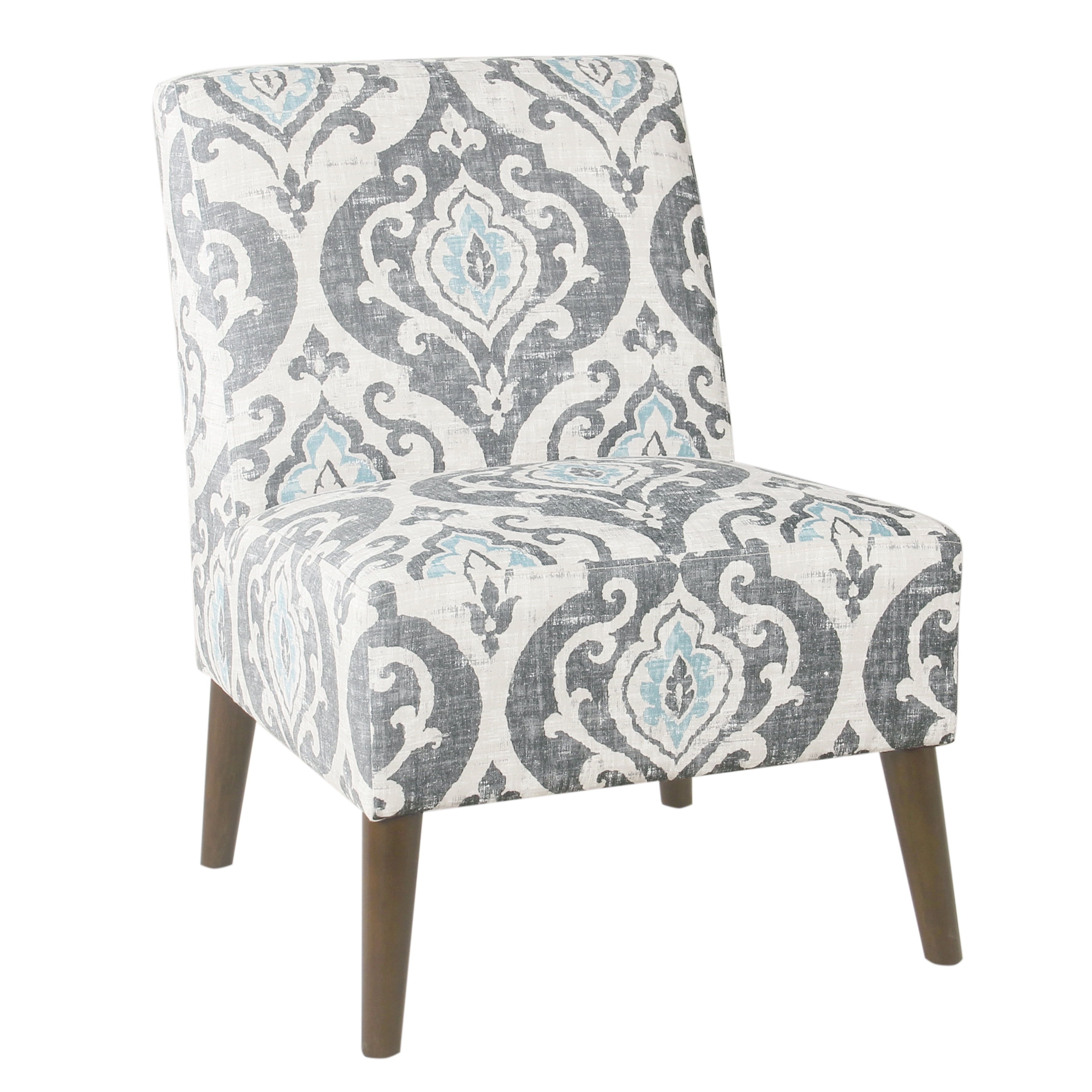 Suri Blue Medallion Pattern Modern Armless Accent Chair