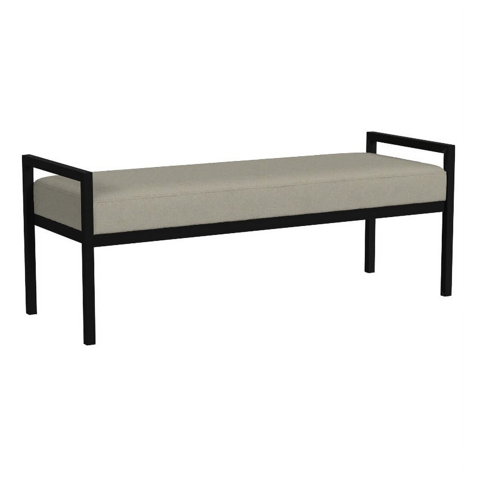 Gray Velvet and Black Metal Modern Bedroom Bench with Storage
