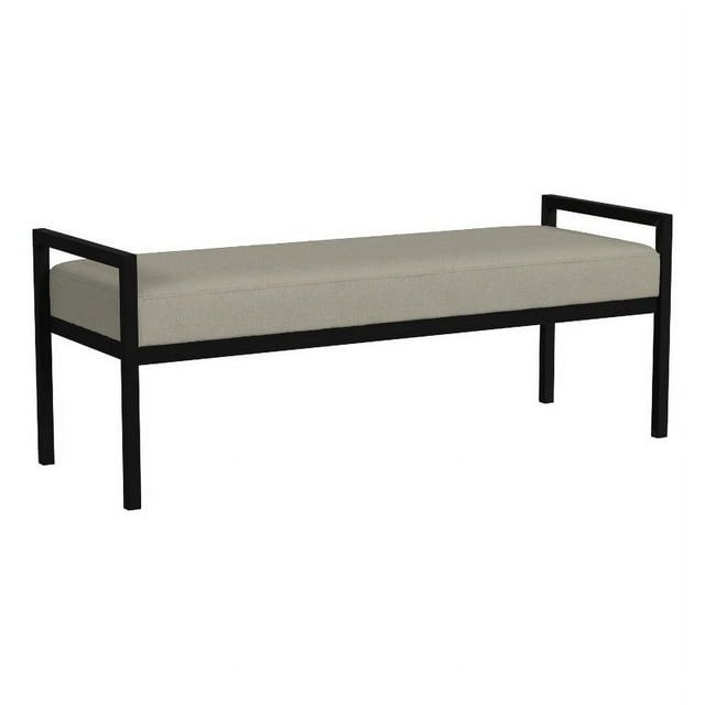 Gray Velvet and Black Metal Modern Bedroom Bench with Storage