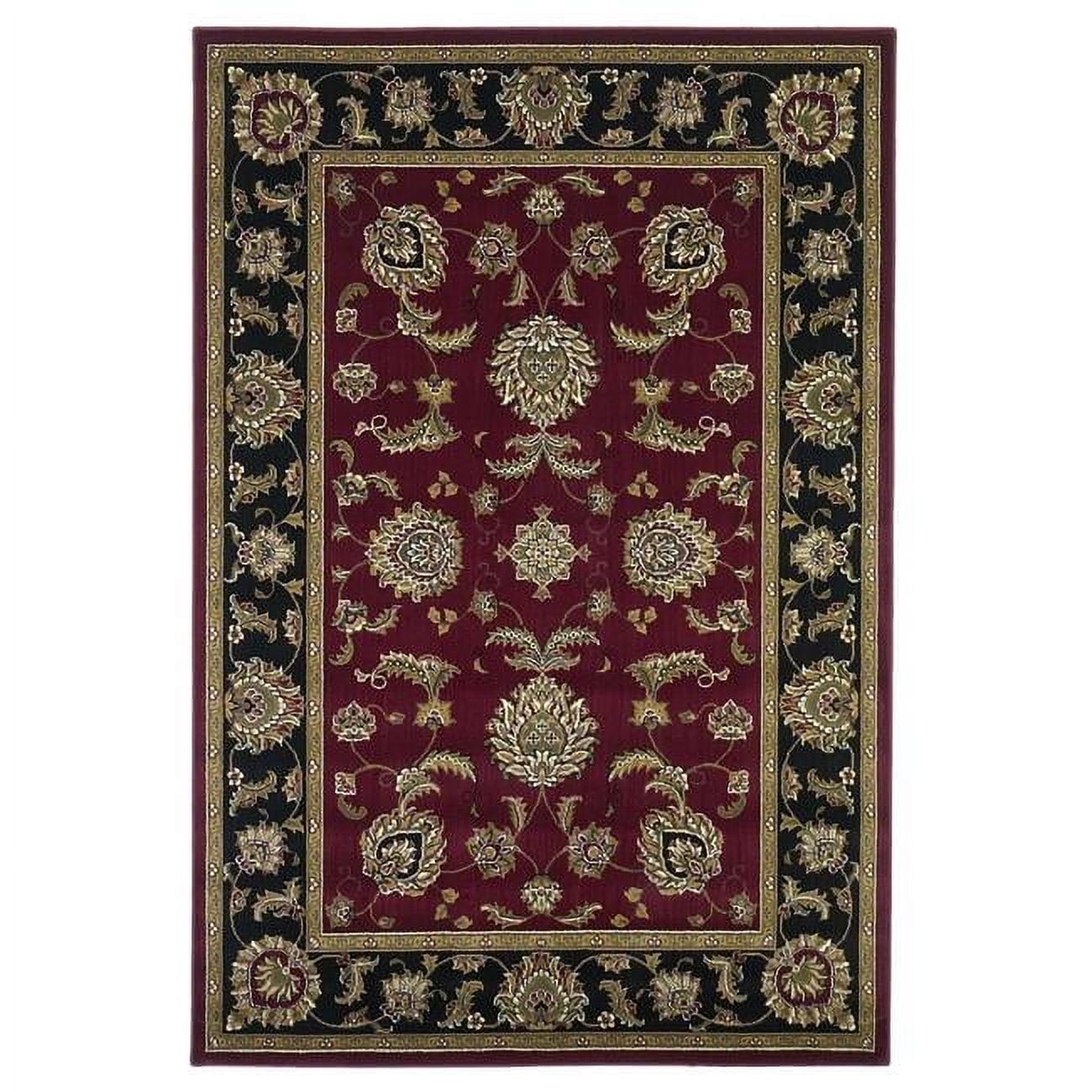 Red and Black Medieval Tufted Synthetic Area Rug 2' x 3'