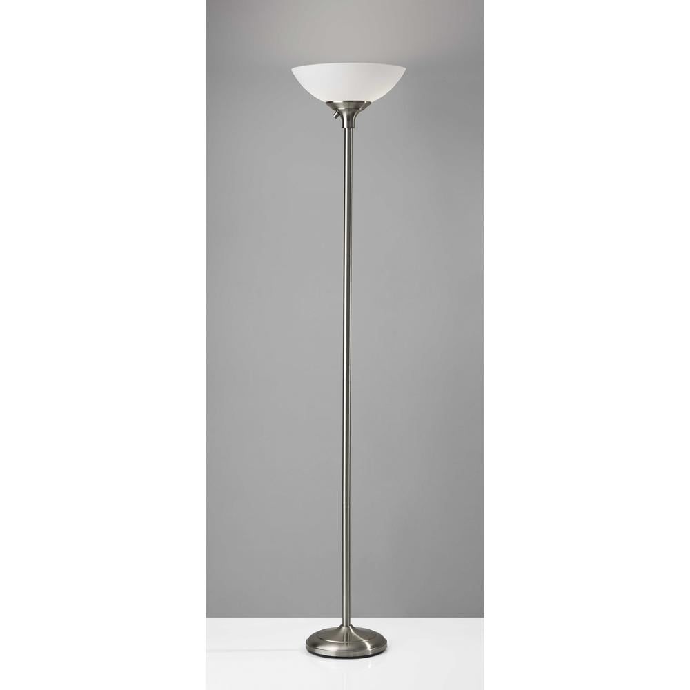 Brushed Steel 71" Torchiere Floor Lamp with Frosted Shade