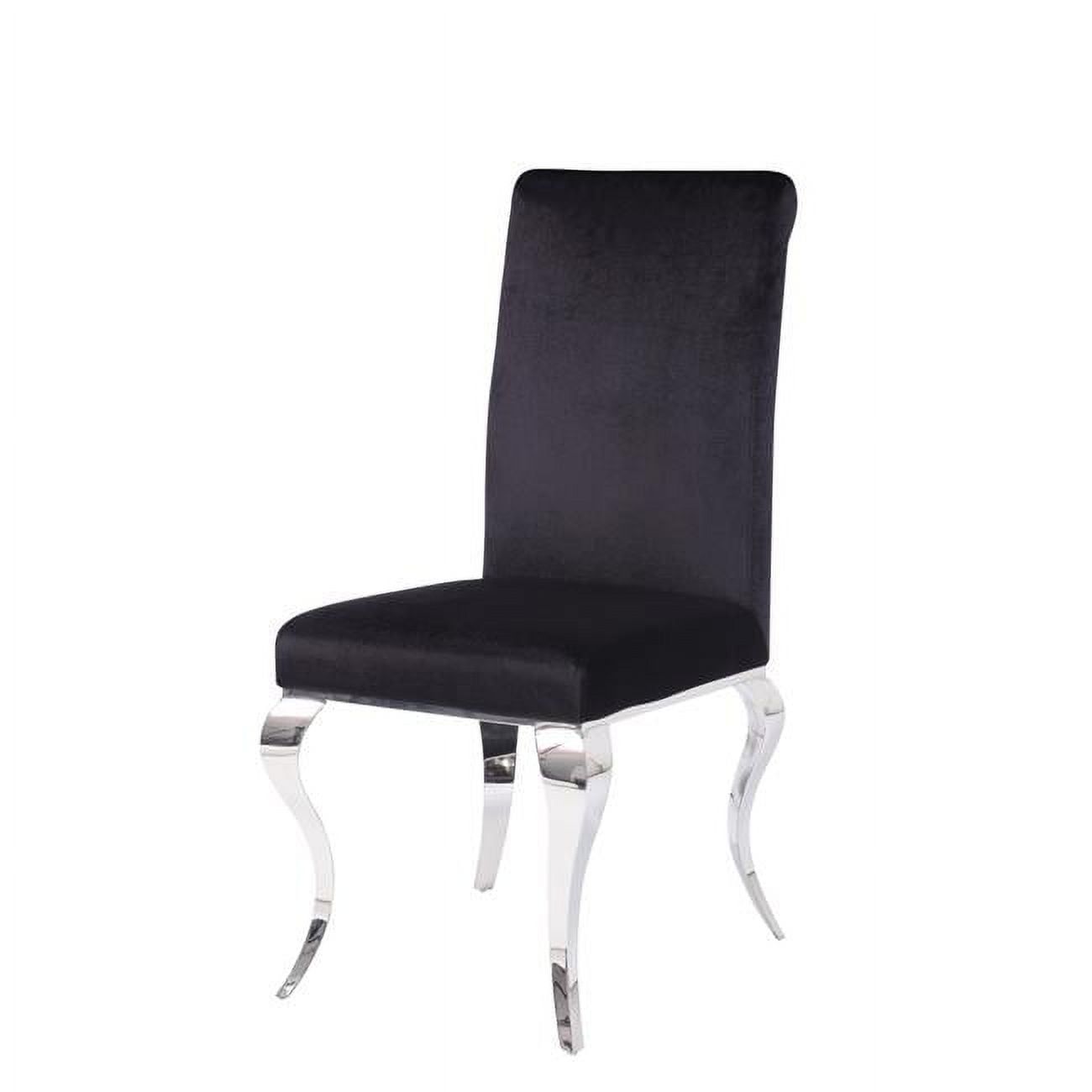 Black Upholstered Wood and Metal Side Chair, 44" Height