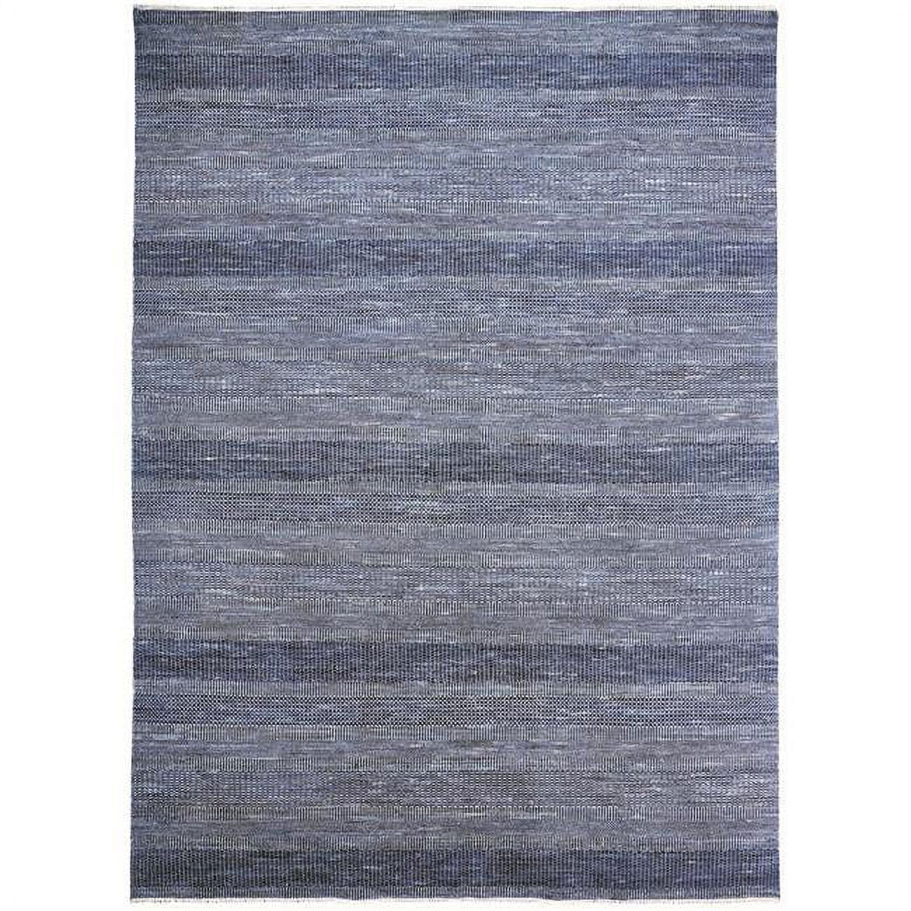 Blue and Gray Hand-Knotted Wool Striped 2' x 3' Area Rug