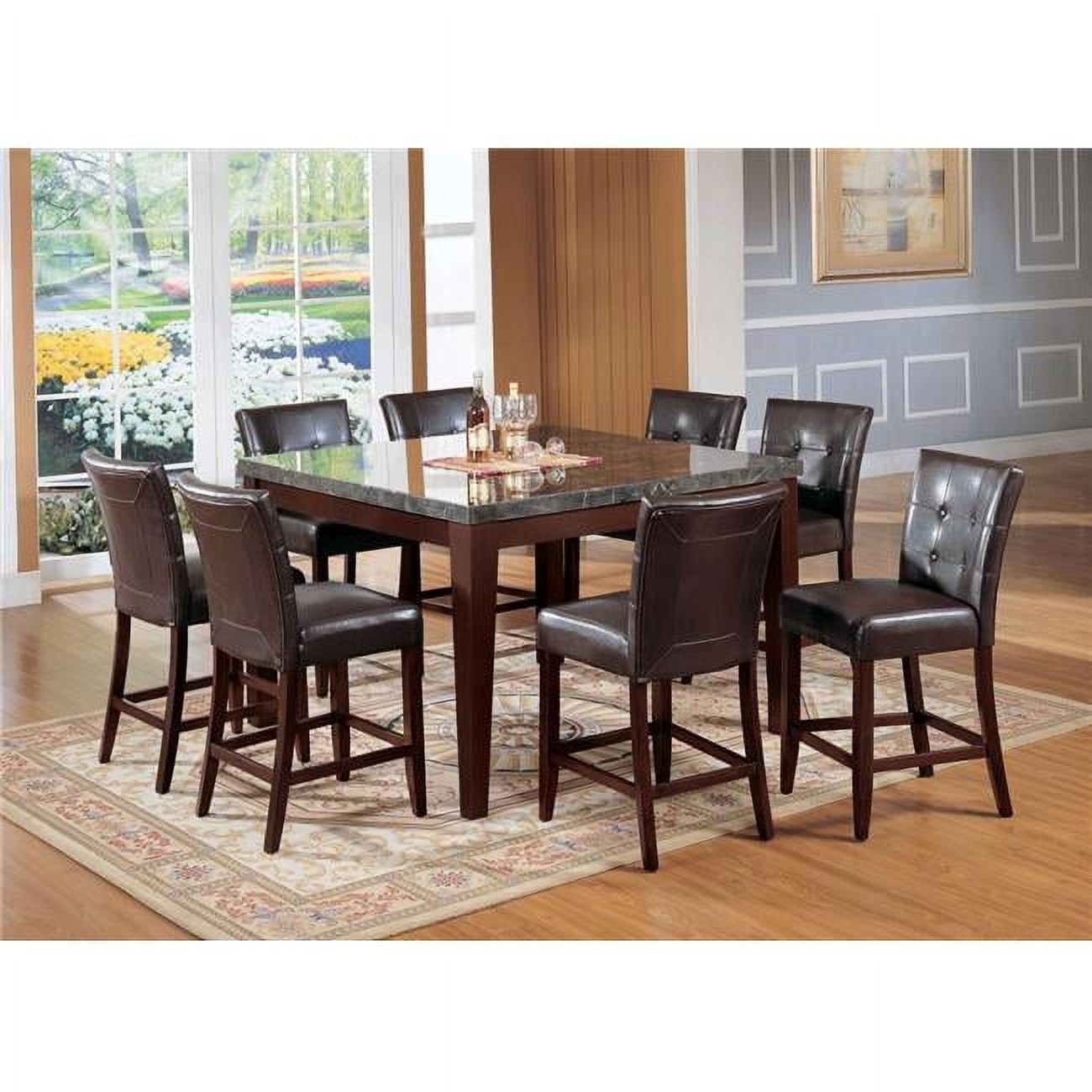 Espresso Brown Polyurethane Upholstered Counter Height Chair Set