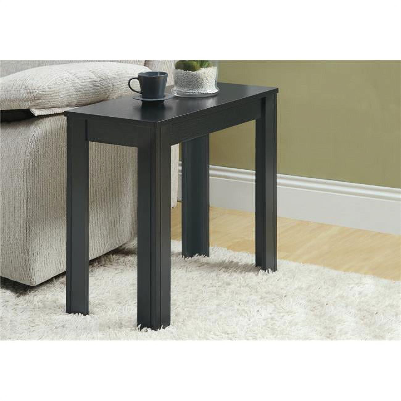 Elegant 23.75'' Black Laminate & MDF Rectangular Accent Table